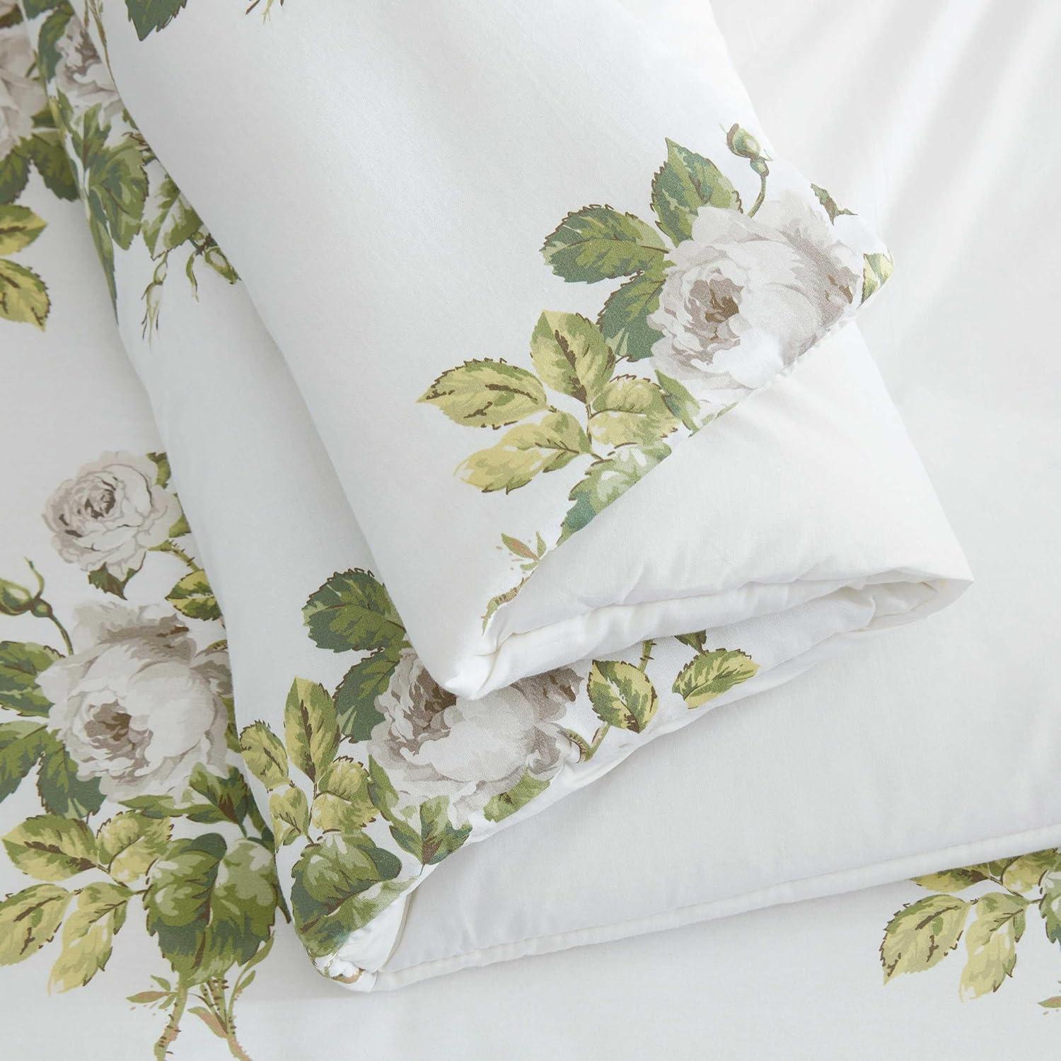 imageMartha Stewart Queen Comforter Set Naturally Soft CottonRich Jacquard Bedding wMatching Pillowcases Textured 3 Piece Bed Set Garden Trellis WhiteElosie Floral Grey