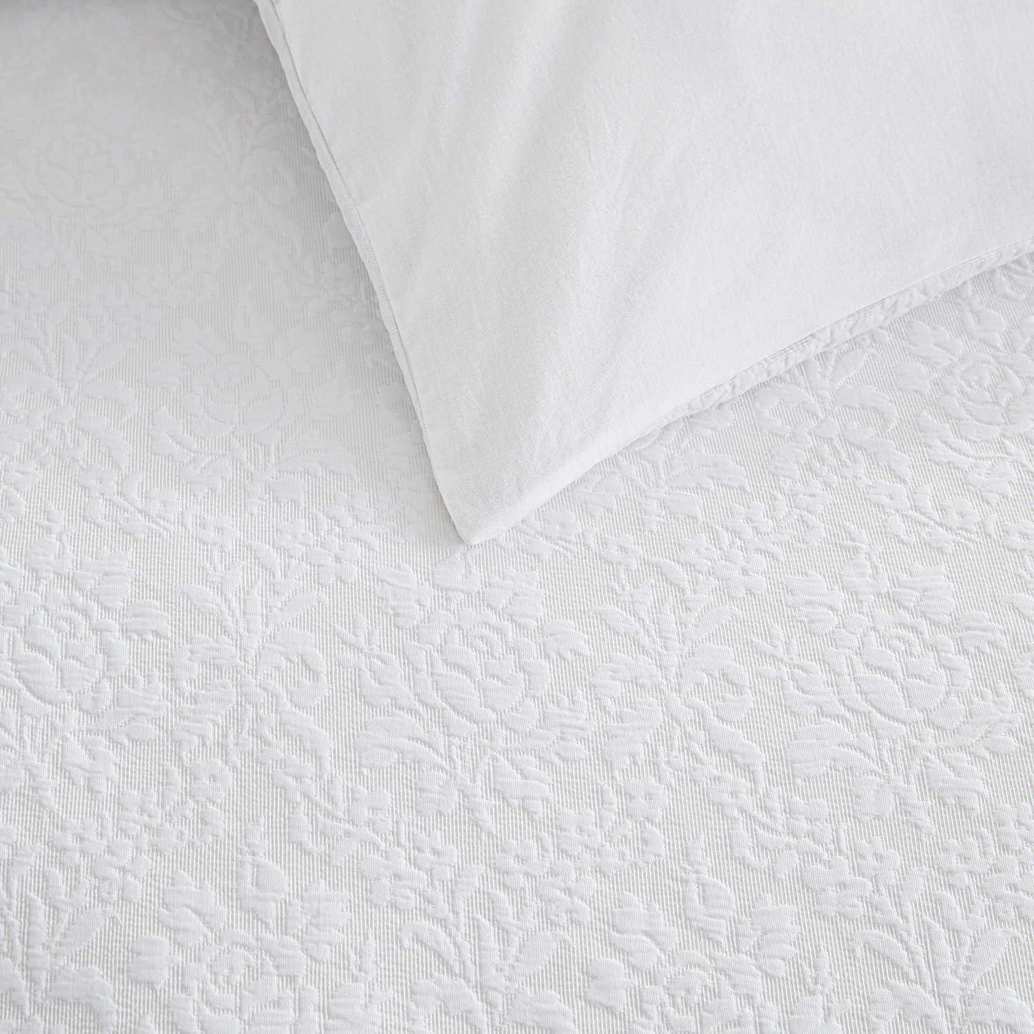 imageMartha Stewart Queen Comforter Set Naturally Soft CottonRich Jacquard Bedding wMatching Pillowcases Textured 3 Piece Bed Set Garden Trellis WhiteGarden Trellis White