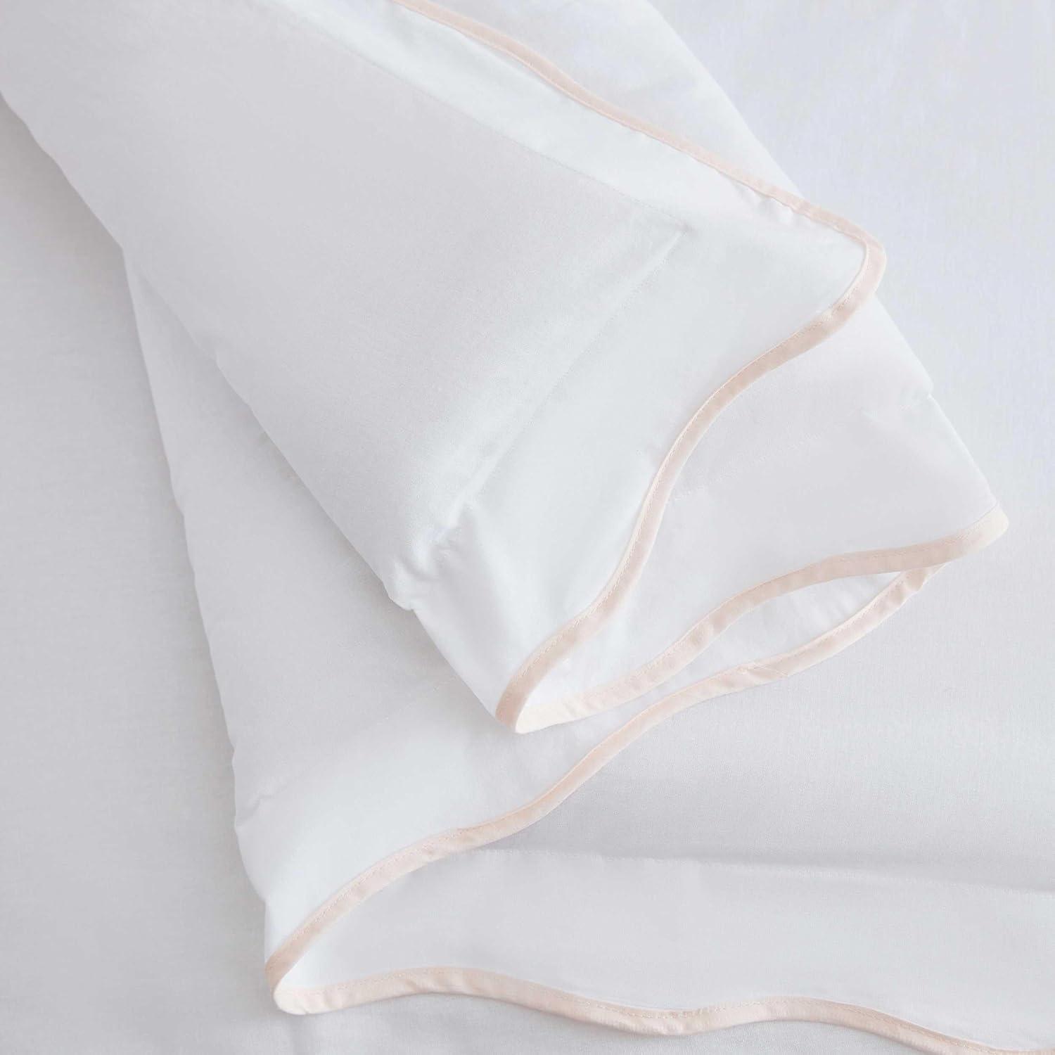 imageMartha Stewart Queen Comforter Set Naturally Soft CottonRich Jacquard Bedding wMatching Pillowcases Textured 3 Piece Bed Set Garden Trellis WhiteSimple Scallop Pink