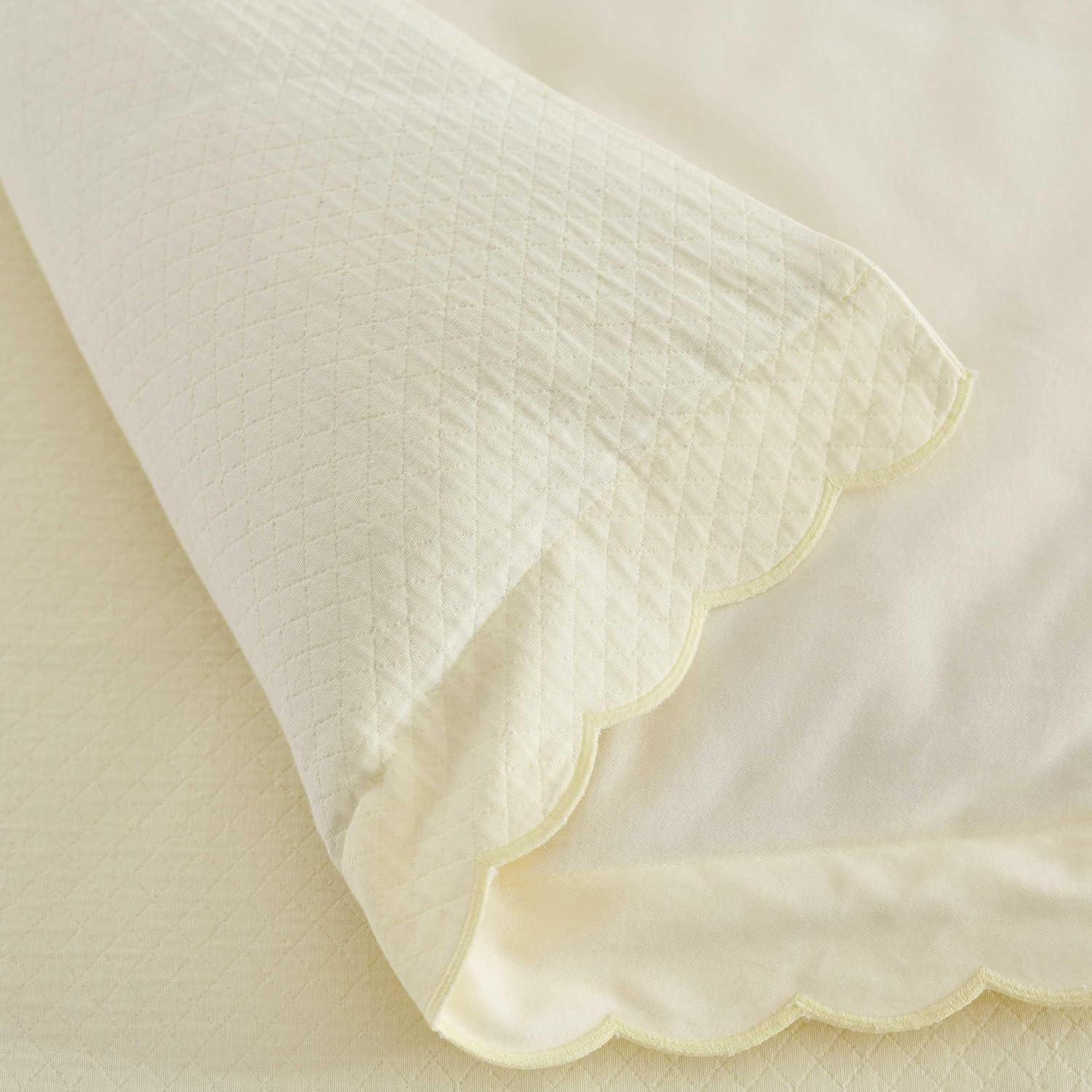 imageMartha Stewart Queen Duvet Cover Set 100 Soft Cotton Blend Bedding Corner Ties amp Button Closure 3 Piece Bed Set with Matching Pillowcases Scallop PinkWhite