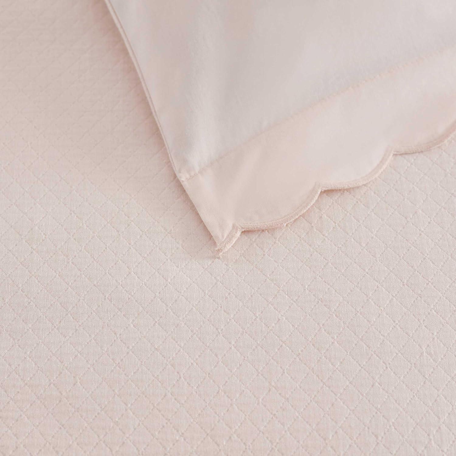 imageMartha Stewart Queen Duvet Cover Set 100 Soft Cotton Blend Bedding Corner Ties amp Button Closure 3 Piece Bed Set with Matching Pillowcases Scallop PinkPink