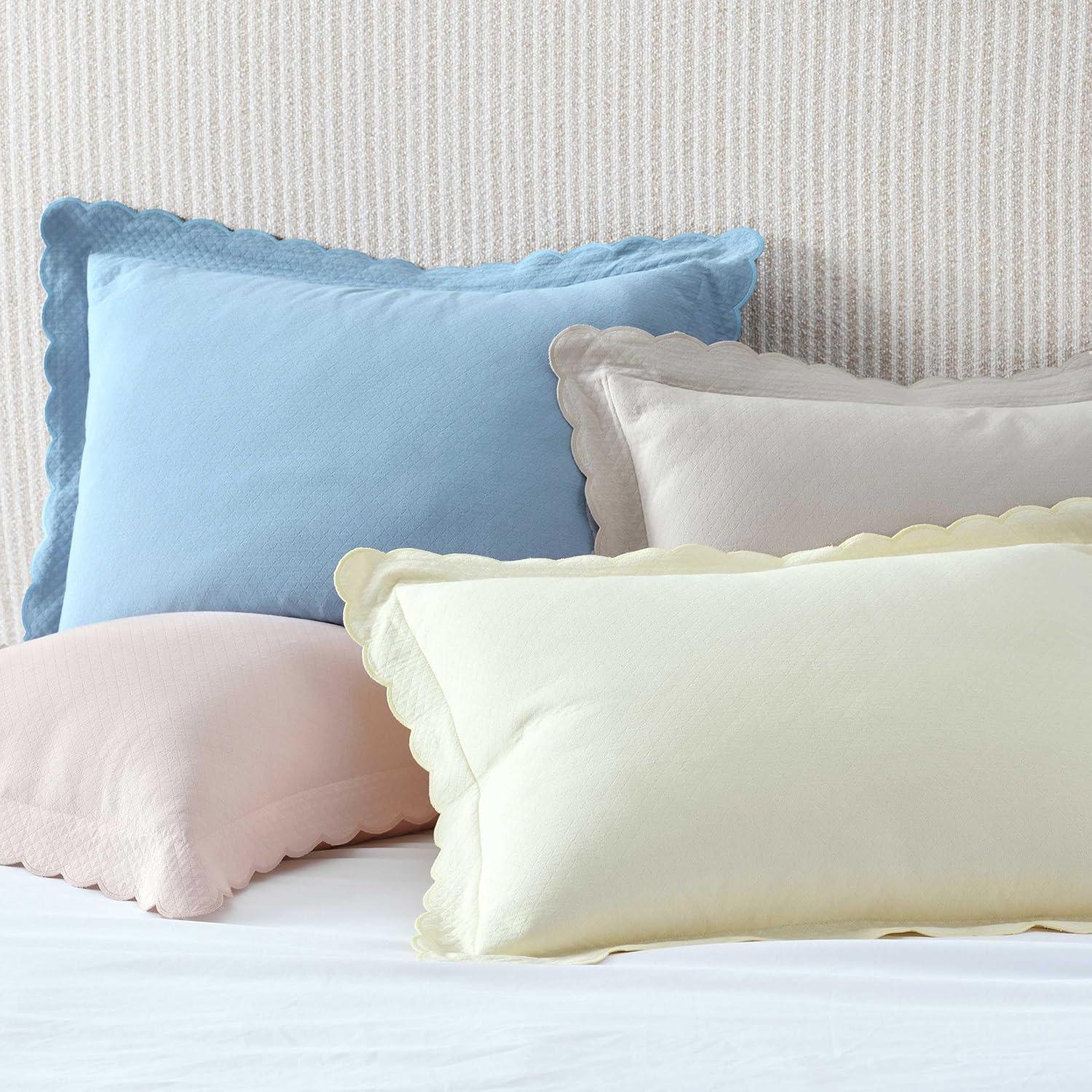imageMartha Stewart Queen Duvet Cover Set 100 Soft Cotton Blend Bedding Corner Ties amp Button Closure 3 Piece Bed Set with Matching Pillowcases Scallop PinkPink