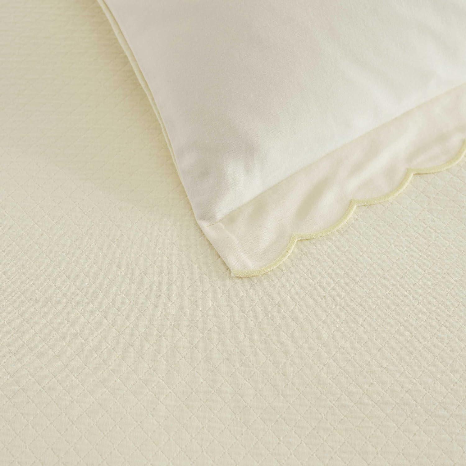 imageMartha Stewart Queen Duvet Cover Set 100 Soft Cotton Blend Bedding Corner Ties amp Button Closure 3 Piece Bed Set with Matching Pillowcases Scallop PinkWhite