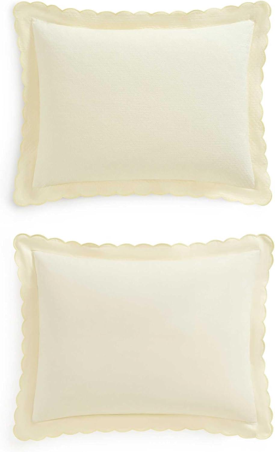 imageMartha Stewart Queen Duvet Cover Set 100 Soft Cotton Blend Bedding Corner Ties amp Button Closure 3 Piece Bed Set with Matching Pillowcases Scallop PinkWhite