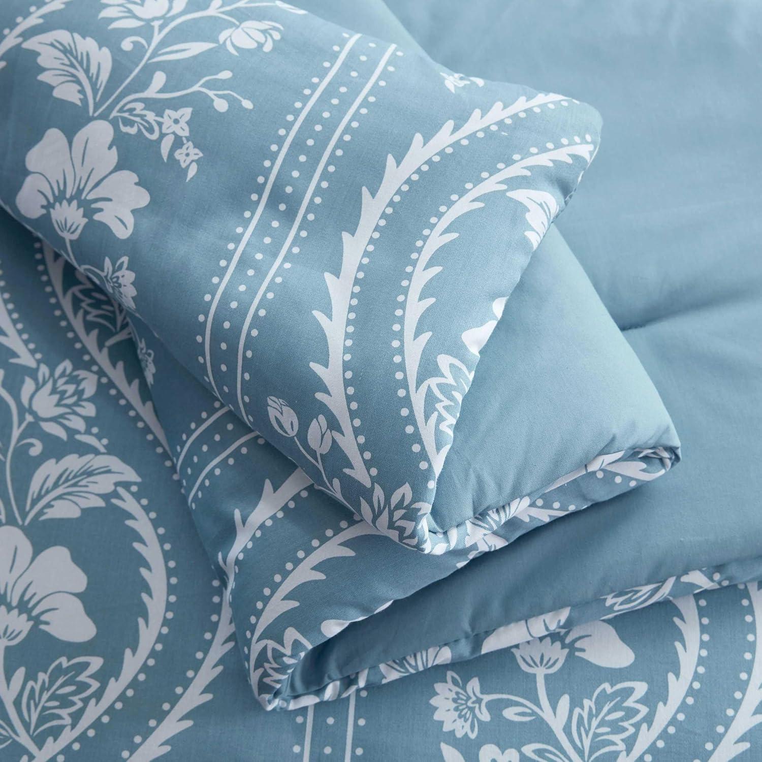 imageMartha Stewart Queen Duvet Cover Set Crisp amp Smooth Bedding with a Cotton Percale Lightweight Feel Reversible 3 Piece Bed Set with Matching Pillowcases Simple Scallop PinkElosie Floral Grey