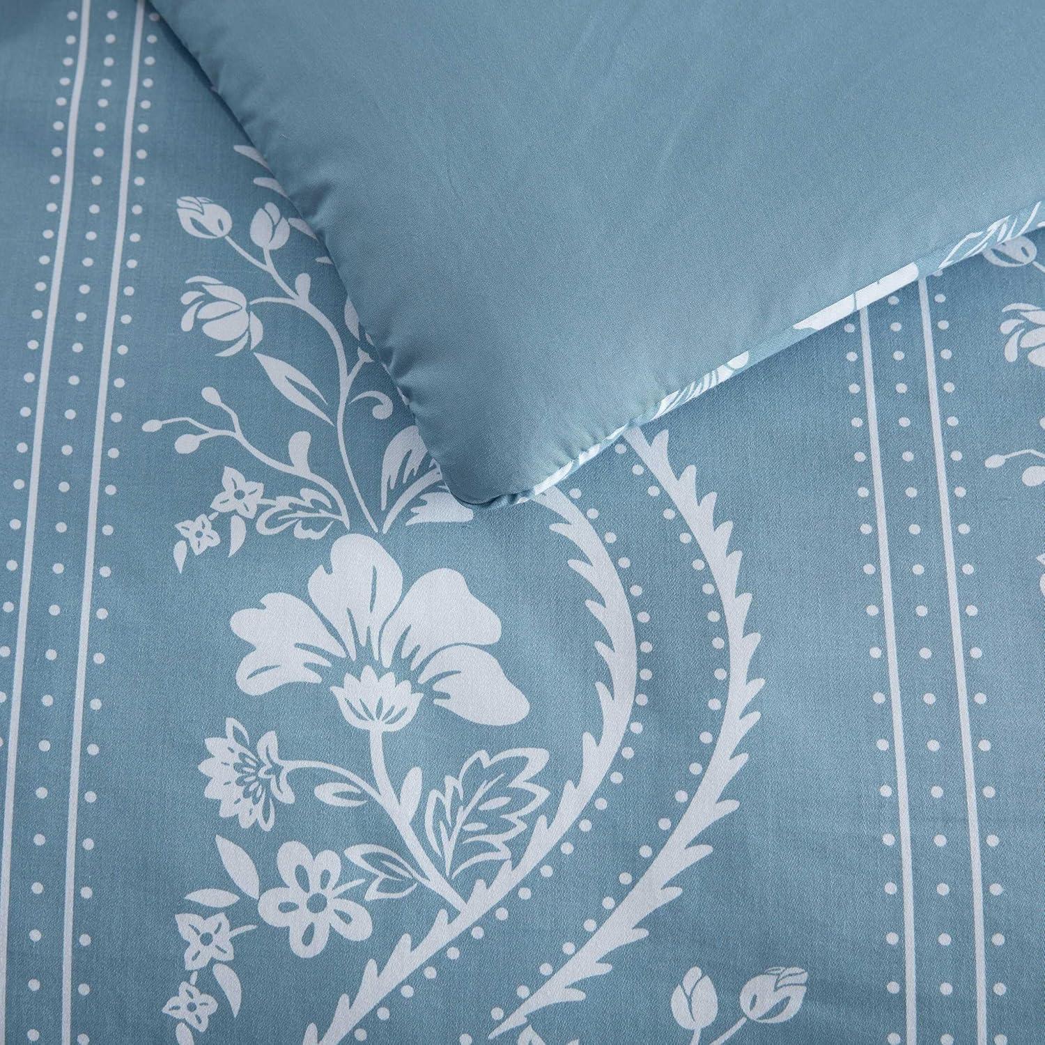 imageMartha Stewart Queen Duvet Cover Set Crisp amp Smooth Bedding with a Cotton Percale Lightweight Feel Reversible 3 Piece Bed Set with Matching Pillowcases Simple Scallop PinkElosie Floral Grey