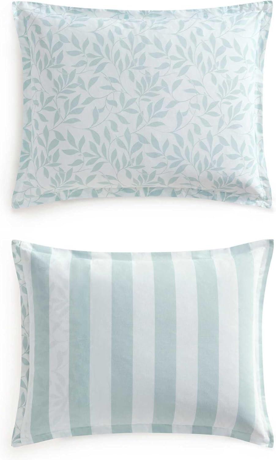 imageMartha Stewart Queen Duvet Cover Set Crisp amp Smooth Bedding with a Cotton Percale Lightweight Feel Reversible 3 Piece Bed Set with Matching Pillowcases Simple Scallop PinkCopper Vines Blue