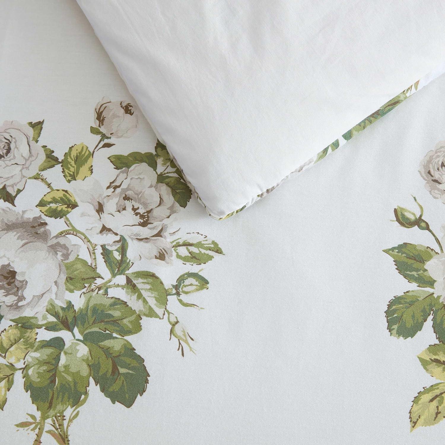 imageMartha Stewart Queen Duvet Cover Set Crisp amp Smooth Bedding with a Cotton Percale Lightweight Feel Reversible 3 Piece Bed Set with Matching Pillowcases Simple Scallop PinkElosie Floral Grey
