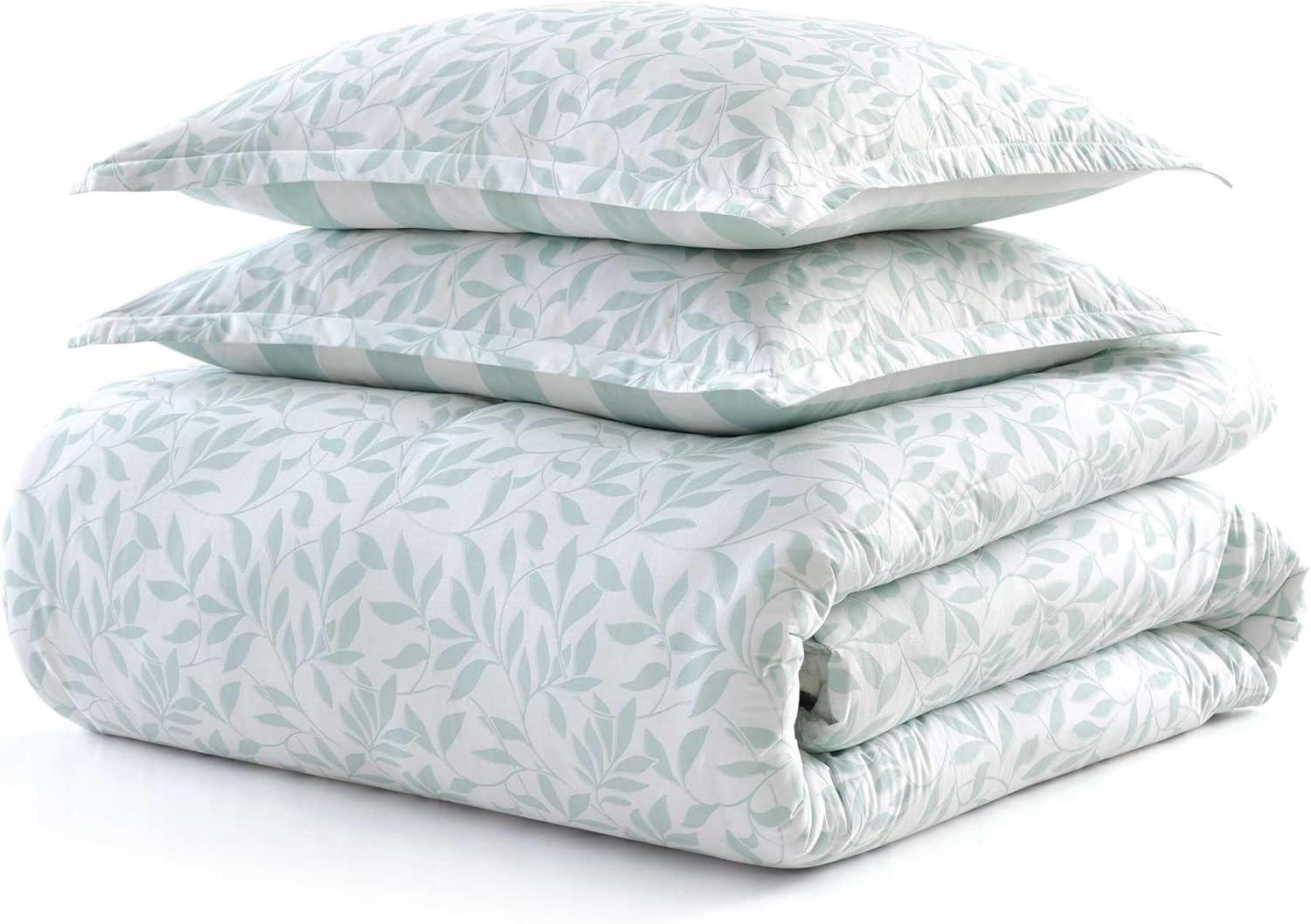 imageMartha Stewart Queen Duvet Cover Set Crisp amp Smooth Bedding with a Cotton Percale Lightweight Feel Reversible 3 Piece Bed Set with Matching Pillowcases Simple Scallop PinkCopper Vines Blue