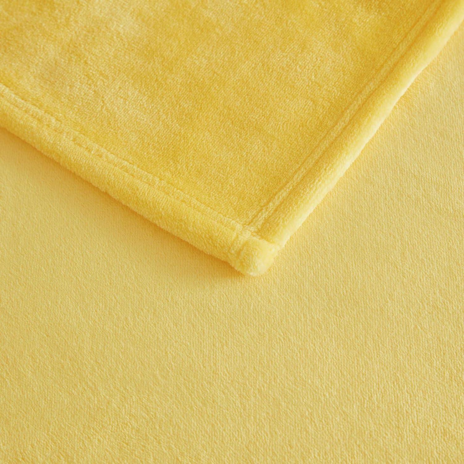 imageMartha Stewart Queen Size Blanket UltraSoft Plush Fleece Throw Blanket with DoubleNeedle Stitching 350 GSM Medium Weight Bedding for Bed or Couch Bedford Solid BlueBedford Solid Yellow
