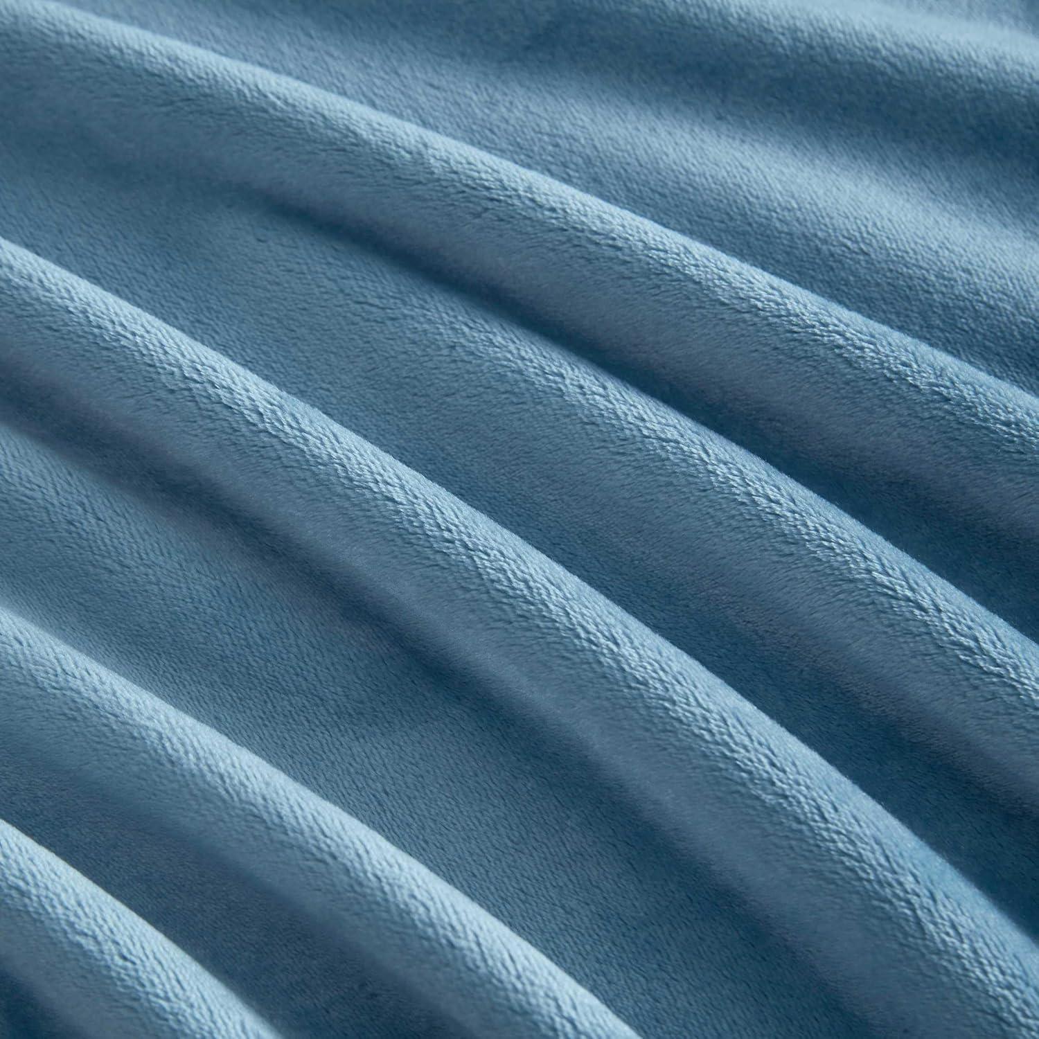 imageMartha Stewart Queen Size Blanket UltraSoft Plush Fleece Throw Blanket with DoubleNeedle Stitching 350 GSM Medium Weight Bedding for Bed or Couch Bedford Solid BlueBedford Solid Blue