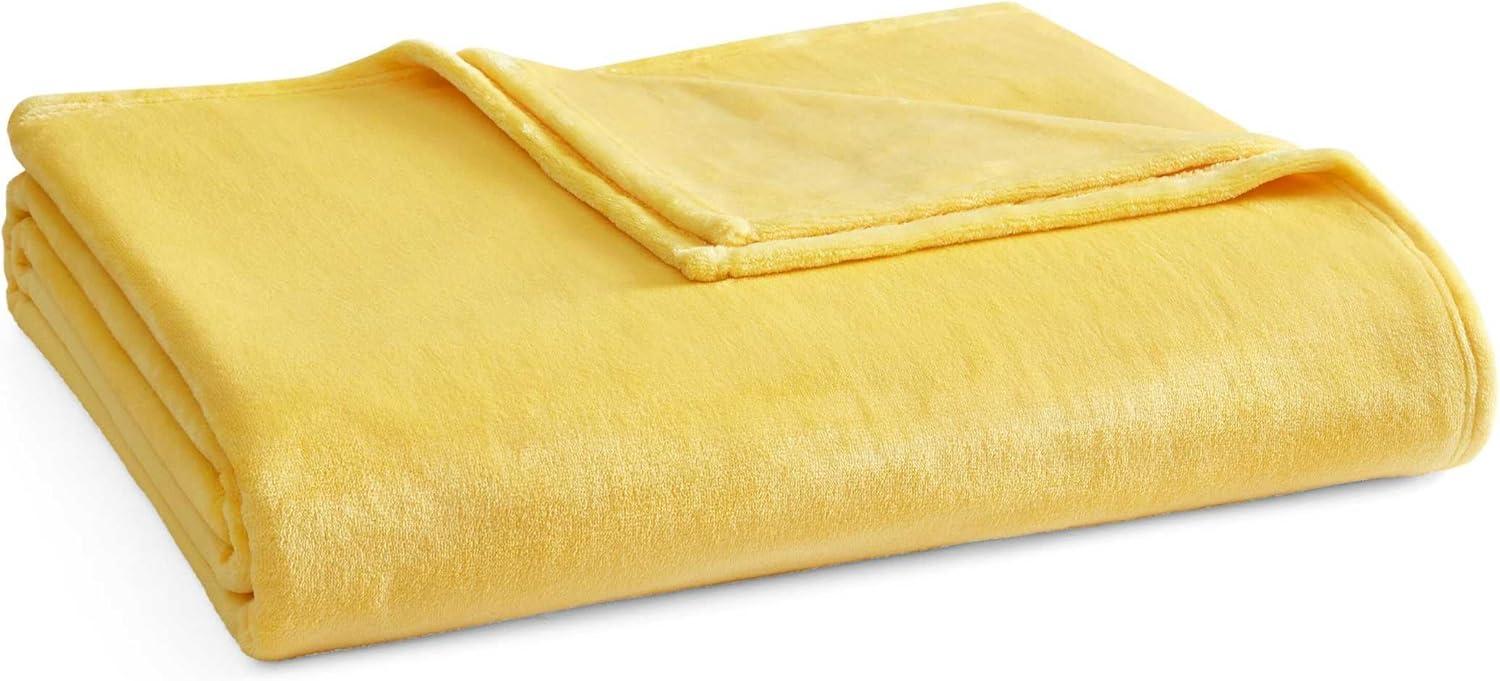imageMartha Stewart Queen Size Blanket UltraSoft Plush Fleece Throw Blanket with DoubleNeedle Stitching 350 GSM Medium Weight Bedding for Bed or Couch Bedford Solid BlueBedford Solid Yellow