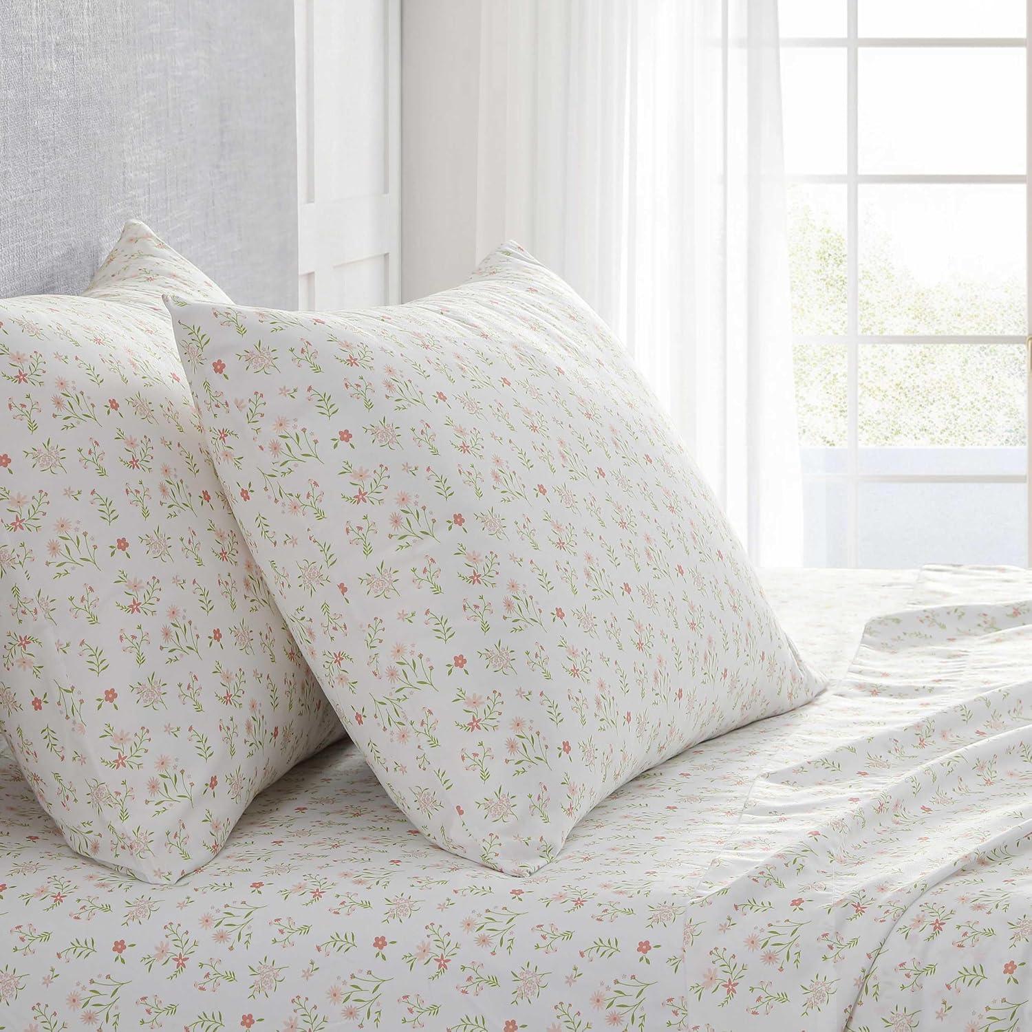 imageMartha Stewart Queen Size Sheet Set Smooth amp Lightweight Bedding with Deep Pockets Fade amp Wrinkle Resistant Bed Sheets with Matching Pillowcases Ditsy Floral PinkDitsy Floral Pink