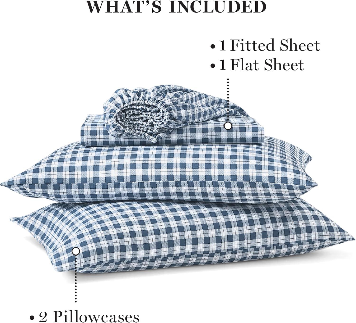 imageMartha Stewart Queen Size Sheet Set Smooth amp Lightweight Bedding with Deep Pockets Fade amp Wrinkle Resistant Bed Sheets with Matching Pillowcases Ditsy Floral PinkTodd Checks Blue