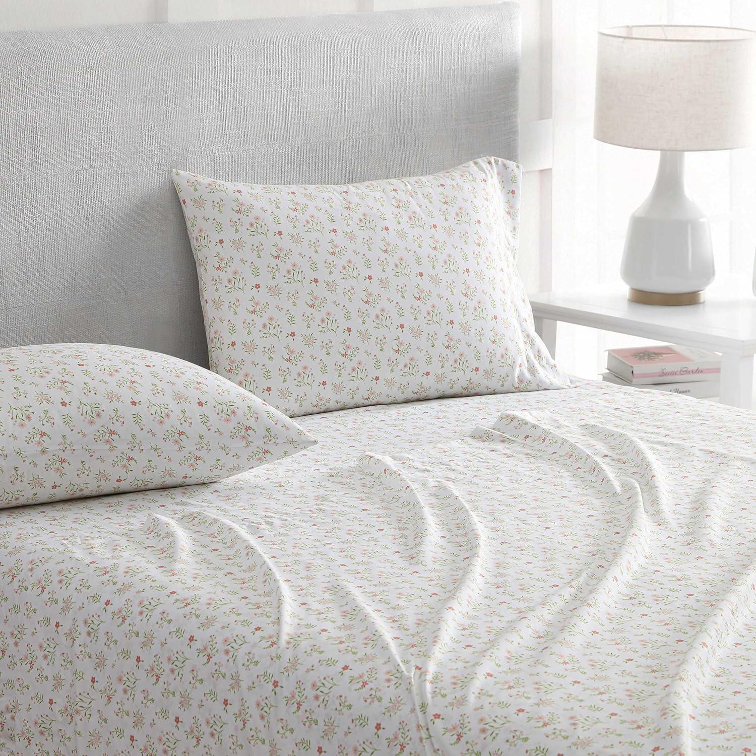 imageMartha Stewart Queen Size Sheet Set Smooth amp Lightweight Bedding with Deep Pockets Fade amp Wrinkle Resistant Bed Sheets with Matching Pillowcases Ditsy Floral PinkDitsy Floral Pink