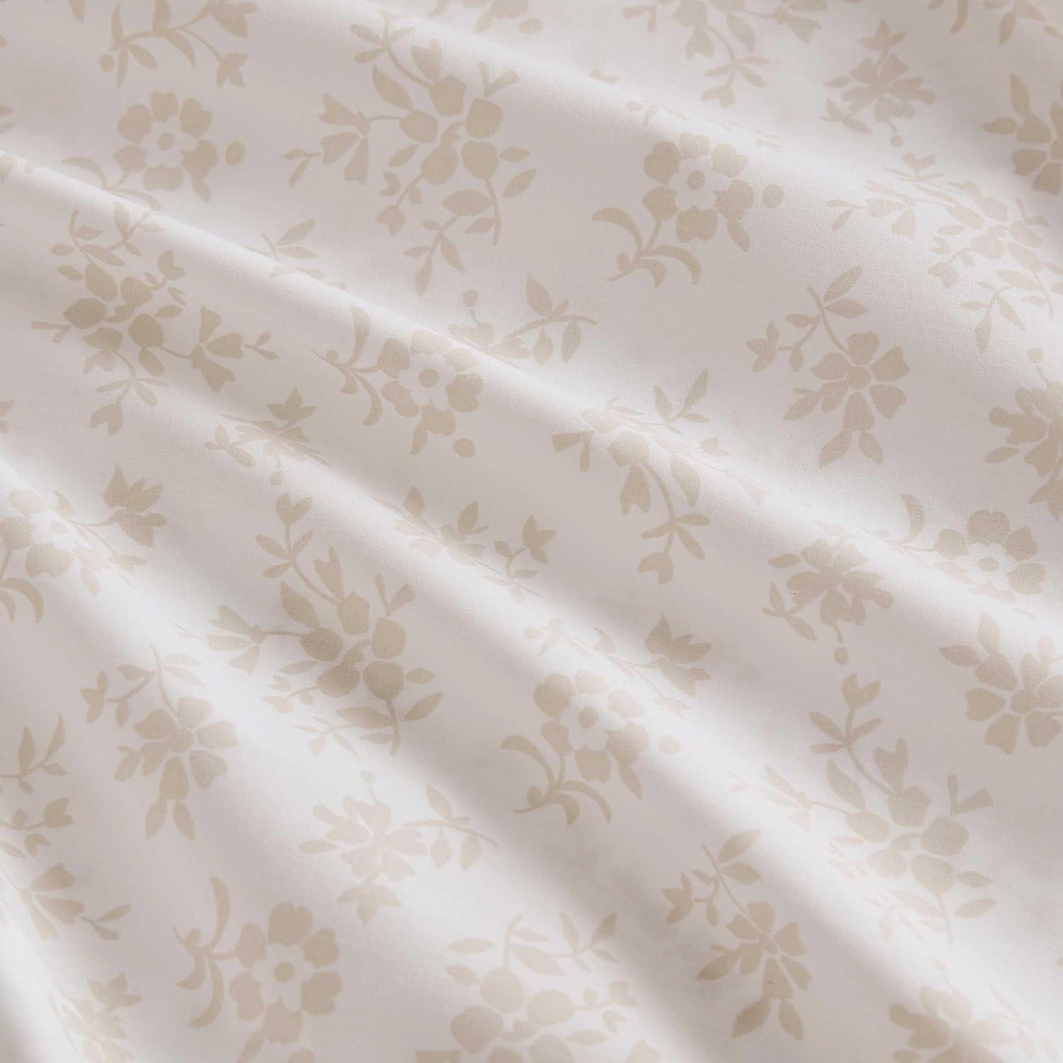imageMartha Stewart Queen Size Sheets Set Crisp amp Tailored Cooling Sheets wa Naturally Smooth Cotton Percale Lightweight Feel Bed Sheets with Matching Pillowcases amp Fitted Sheet Floral WhiteFloral White