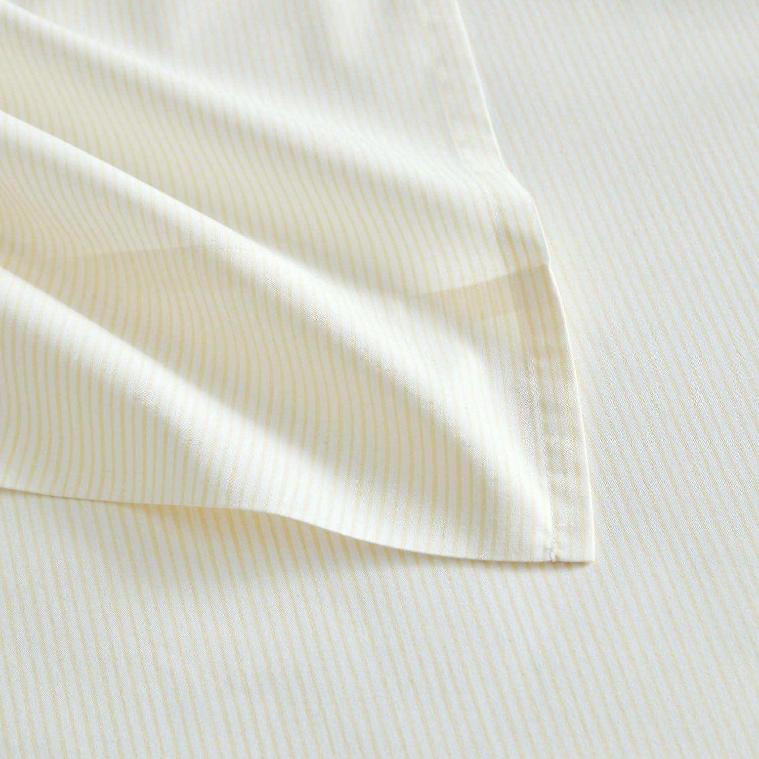 imageMartha Stewart Queen Size Sheets Set Crisp amp Tailored Cooling Sheets wa Naturally Smooth Cotton Percale Lightweight Feel Bed Sheets with Matching Pillowcases amp Fitted Sheet Floral WhiteStripe Yellow