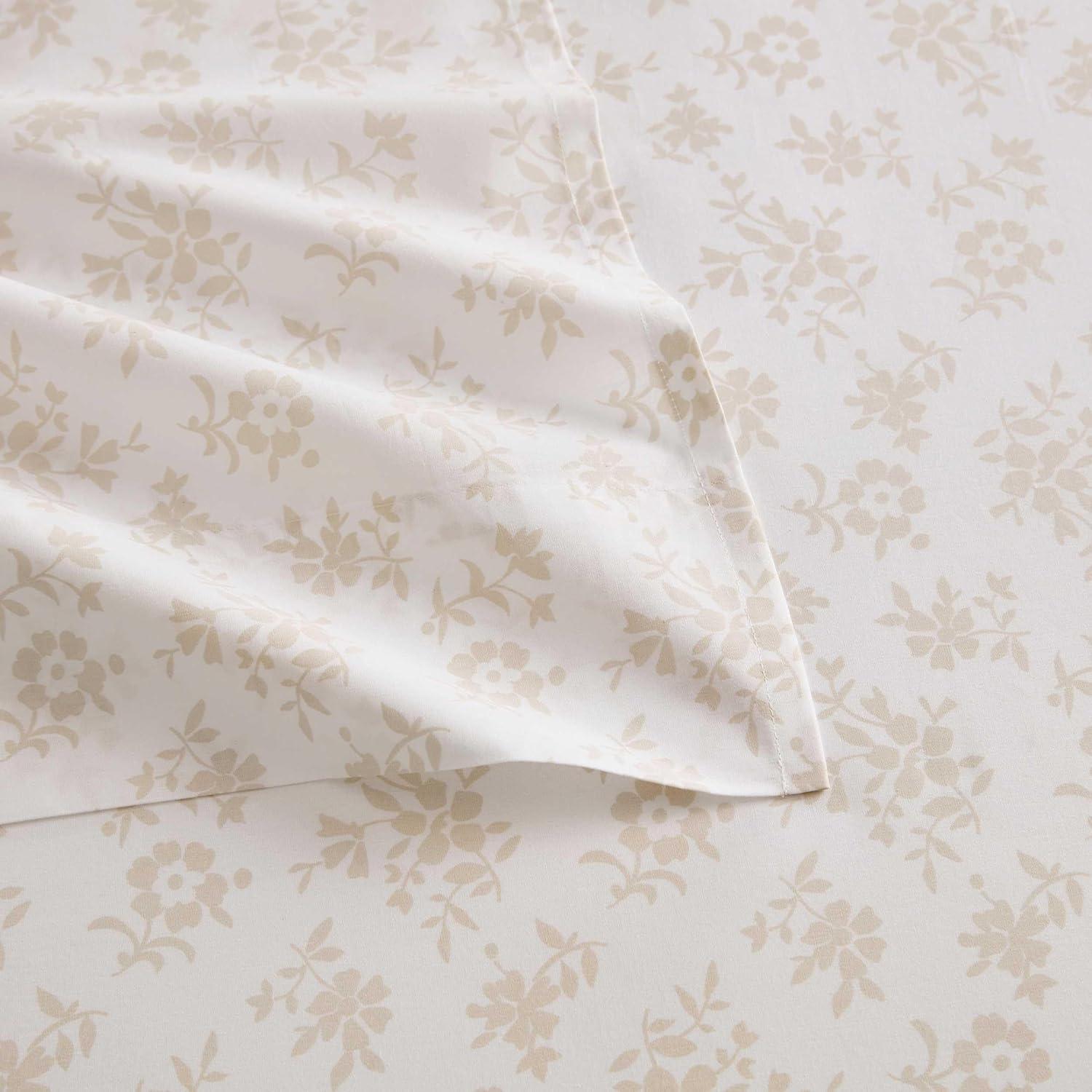 imageMartha Stewart Queen Size Sheets Set Crisp amp Tailored Cooling Sheets wa Naturally Smooth Cotton Percale Lightweight Feel Bed Sheets with Matching Pillowcases amp Fitted Sheet Floral WhiteFloral White