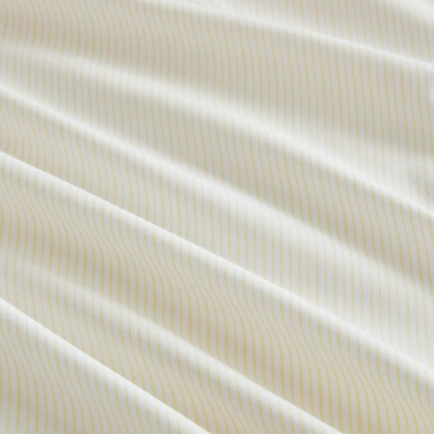 imageMartha Stewart Queen Size Sheets Set Crisp amp Tailored Cooling Sheets wa Naturally Smooth Cotton Percale Lightweight Feel Bed Sheets with Matching Pillowcases amp Fitted Sheet Floral WhiteStripe Yellow