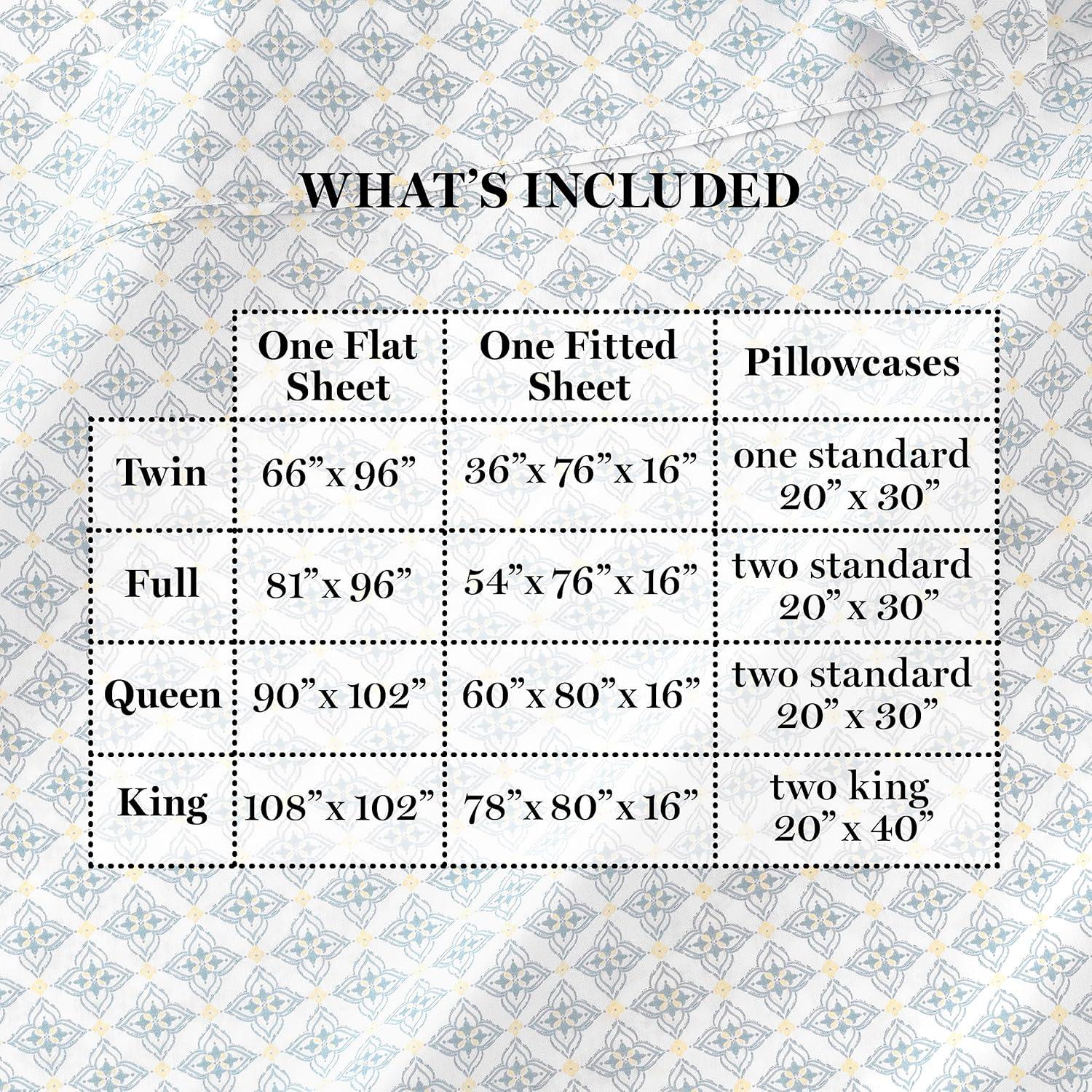 imageMartha Stewart Queen Size Sheets Set Crisp amp Tailored Cooling Sheets wa Naturally Smooth Cotton Percale Lightweight Feel Bed Sheets with Matching Pillowcases amp Fitted Sheet Floral WhiteOtto Geometric Light Blue