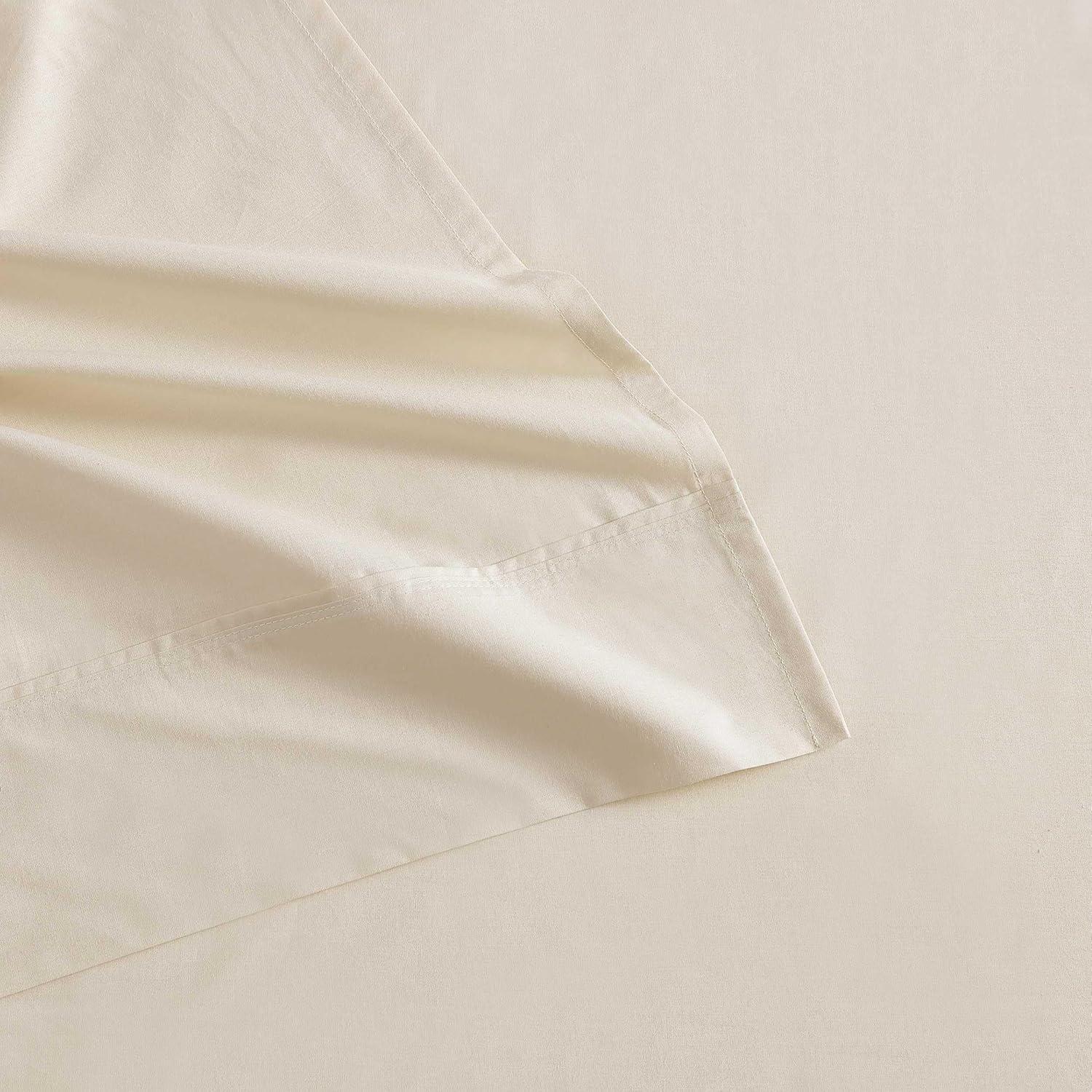 imageMartha Stewart Queen Size Sheets Set Crisp amp Tailored Cooling Sheets wa Naturally Smooth Cotton Percale Lightweight Feel Matching Pillowcases amp Fitted Sheet Skylands Solid WhiteSkylands Solid Beige