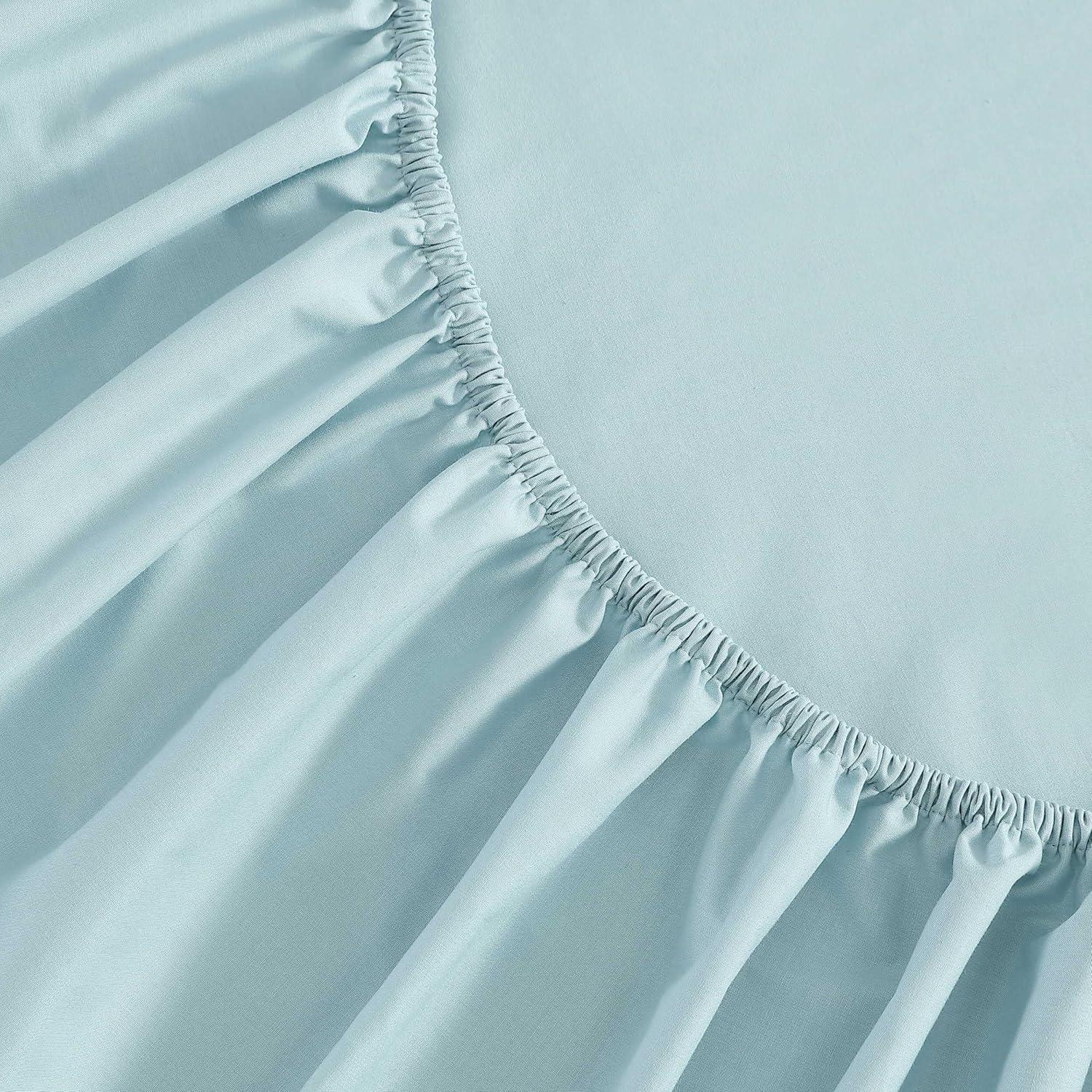imageMartha Stewart Queen Size Sheets Set Crisp amp Tailored Cooling Sheets wa Naturally Smooth Cotton Percale Lightweight Feel Matching Pillowcases amp Fitted Sheet Skylands Solid WhiteSkylands Solid Blue