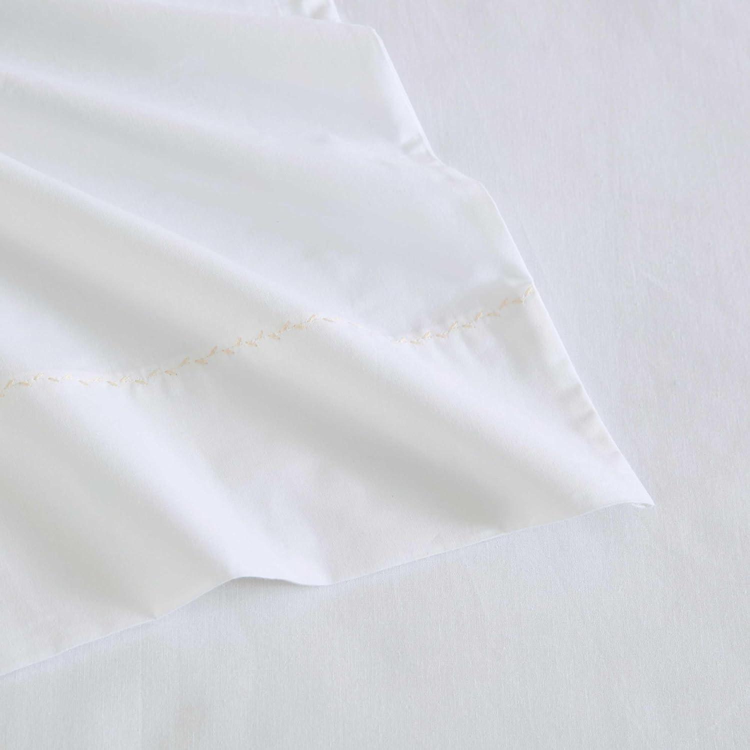 imageMartha Stewart Queen Size Sheets Set Crisp amp Tailored Cooling Sheets wa Naturally Smooth Cotton Percale Lightweight Feel Matching Pillowcases amp Fitted Sheet Skylands Solid WhiteLilly Pond Leaf Pink