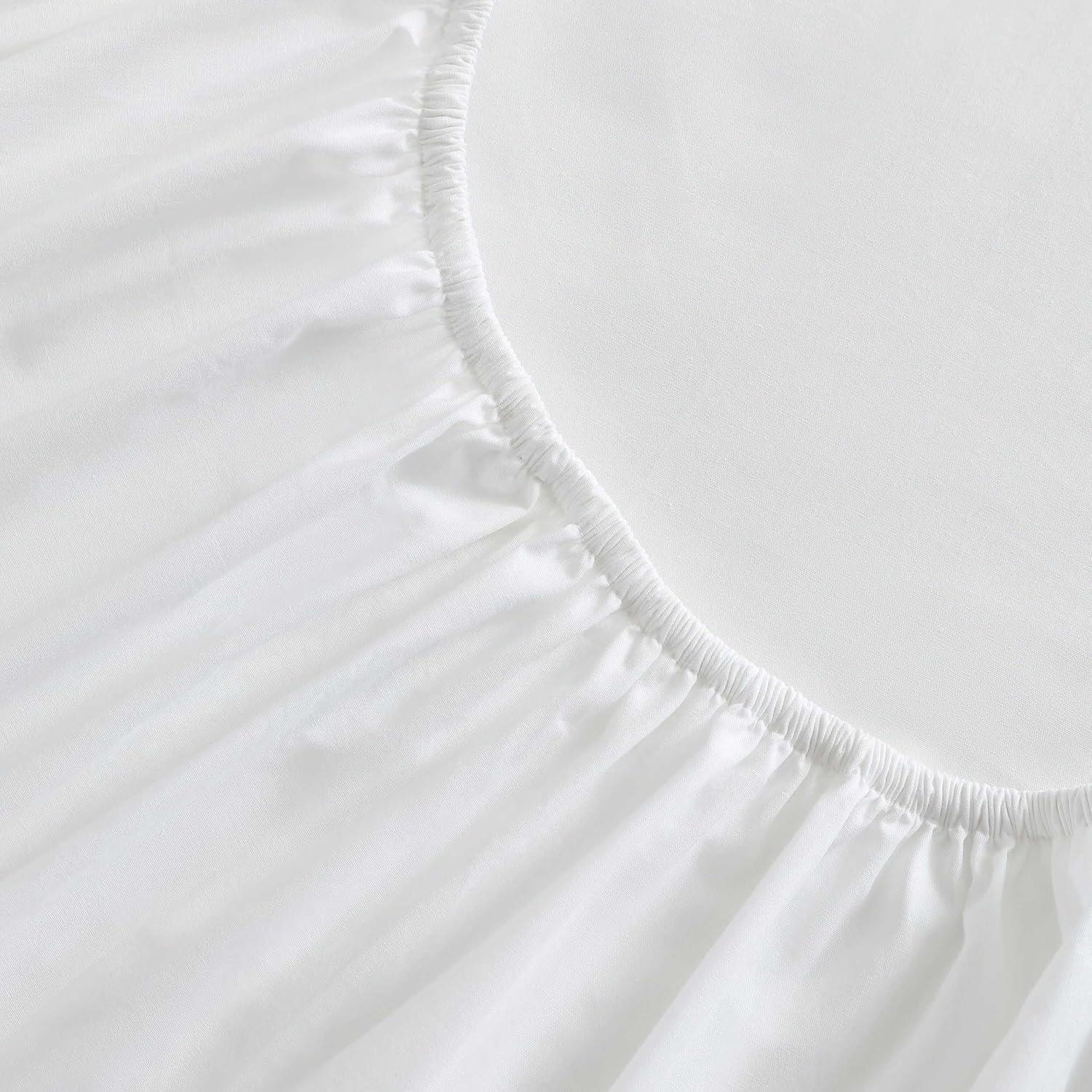 imageMartha Stewart Queen Size Sheets Set Crisp amp Tailored Cooling Sheets wa Naturally Smooth Cotton Percale Lightweight Feel Matching Pillowcases amp Fitted Sheet Skylands Solid WhiteLilly Pond Leaf Blue