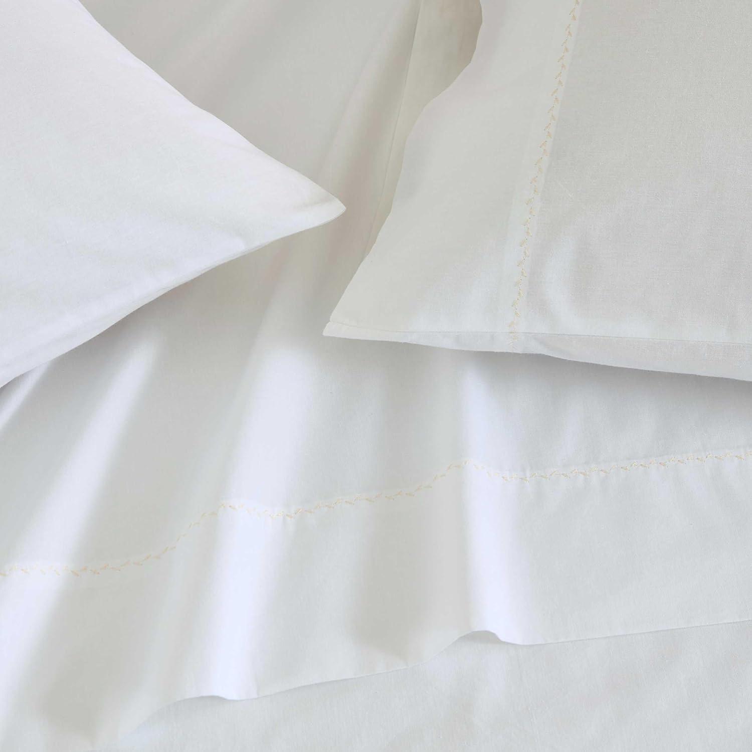 imageMartha Stewart Queen Size Sheets Set Crisp amp Tailored Cooling Sheets wa Naturally Smooth Cotton Percale Lightweight Feel Matching Pillowcases amp Fitted Sheet Skylands Solid WhiteLilly Pond Leaf Pink