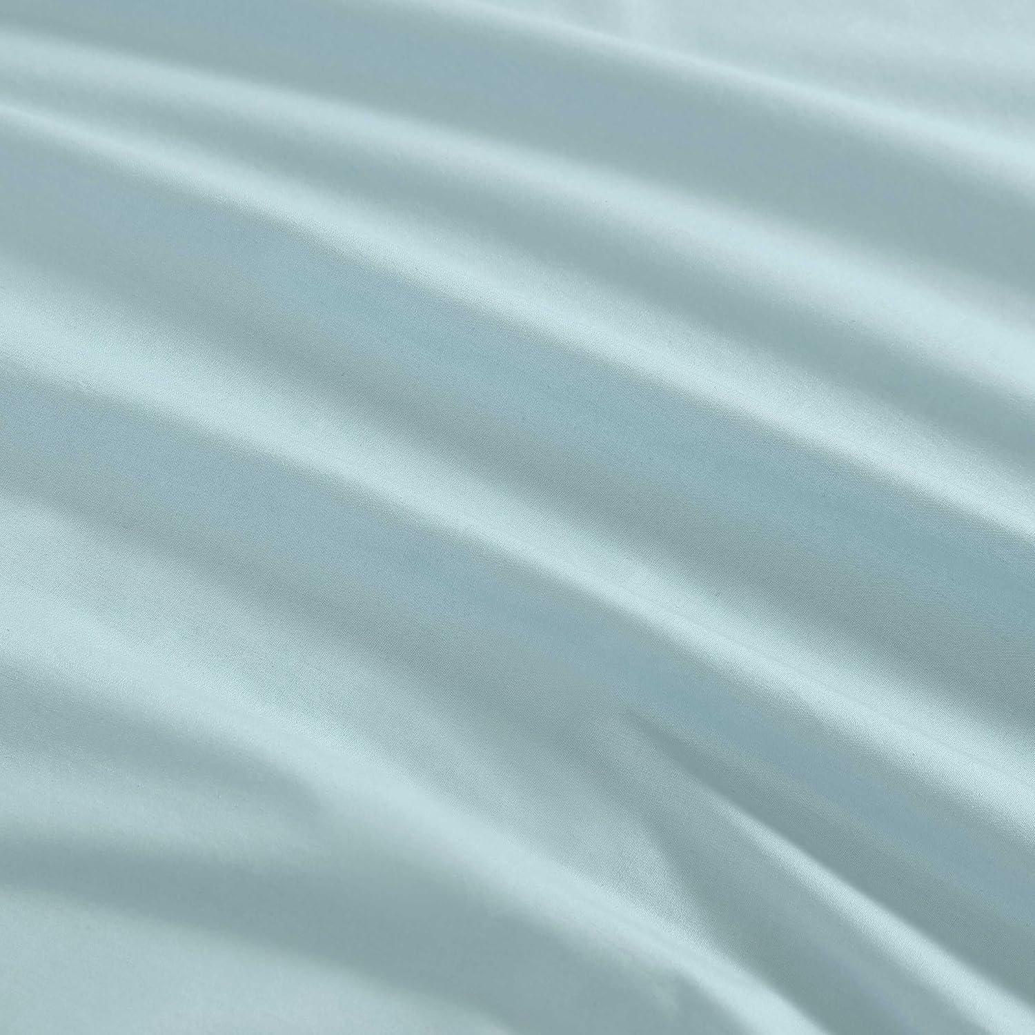 imageMartha Stewart Queen Size Sheets Set Crisp amp Tailored Cooling Sheets wa Naturally Smooth Cotton Percale Lightweight Feel Matching Pillowcases amp Fitted Sheet Skylands Solid WhiteSkylands Solid Blue