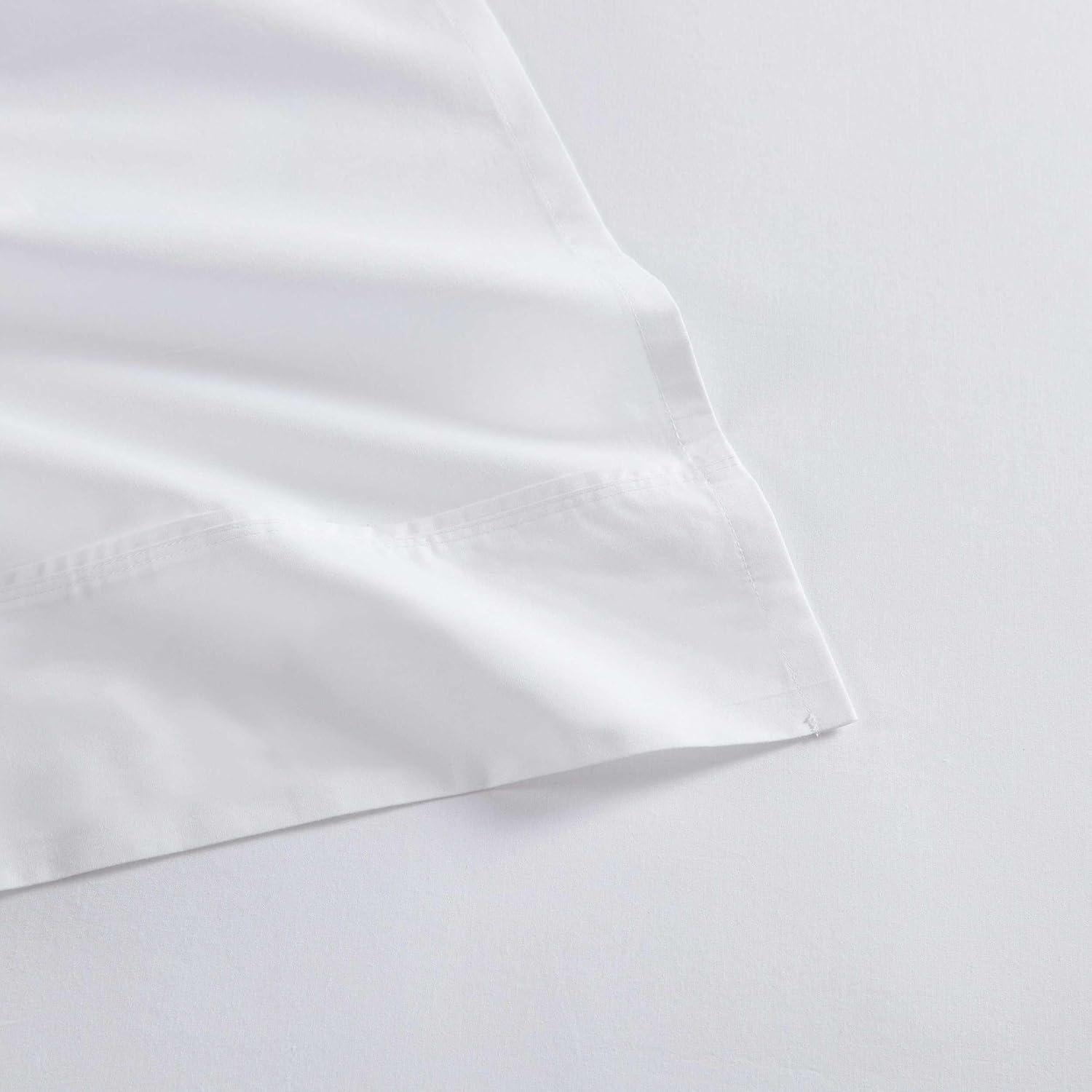 imageMartha Stewart Queen Size Sheets Set Crisp amp Tailored Cooling Sheets wa Naturally Smooth Cotton Percale Lightweight Feel Matching Pillowcases amp Fitted Sheet Skylands Solid WhiteSkylands Solid White