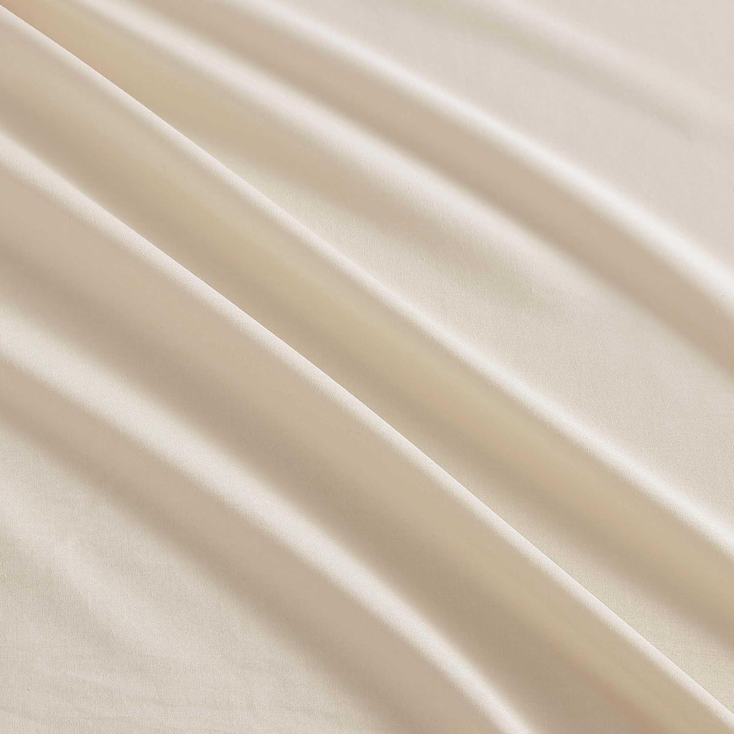 imageMartha Stewart Queen Size Sheets Set Crisp amp Tailored Cooling Sheets wa Naturally Smooth Cotton Percale Lightweight Feel Matching Pillowcases amp Fitted Sheet Skylands Solid WhiteSkylands Solid Beige