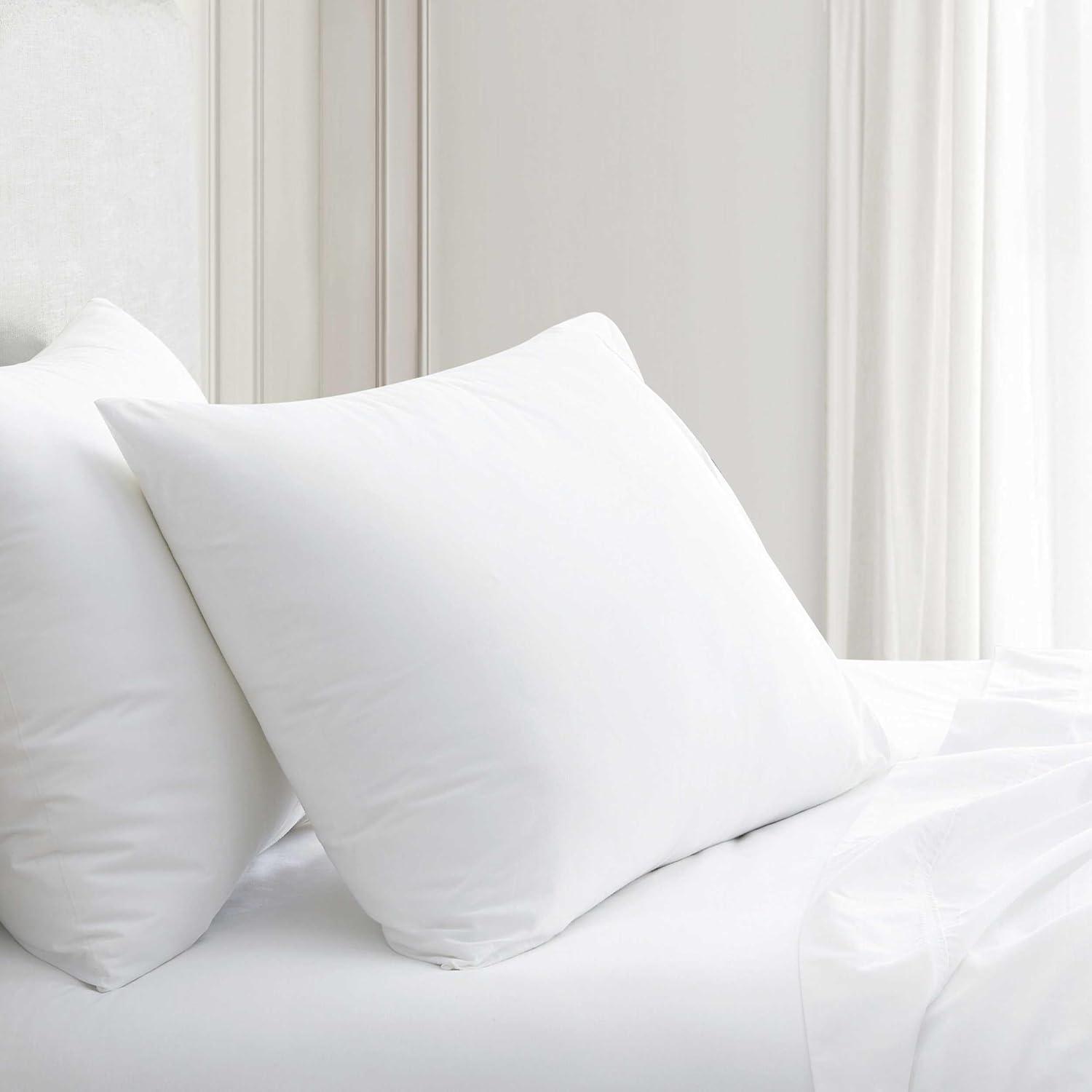 imageMartha Stewart Queen Size Sheets Set Crisp amp Tailored Cooling Sheets wa Naturally Smooth Cotton Percale Lightweight Feel Matching Pillowcases amp Fitted Sheet Skylands Solid WhiteSkylands Solid White