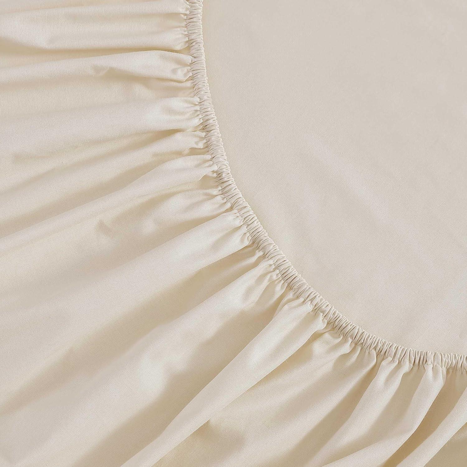 imageMartha Stewart Queen Size Sheets Set Crisp amp Tailored Cooling Sheets wa Naturally Smooth Cotton Percale Lightweight Feel Matching Pillowcases amp Fitted Sheet Skylands Solid WhiteSkylands Solid Beige