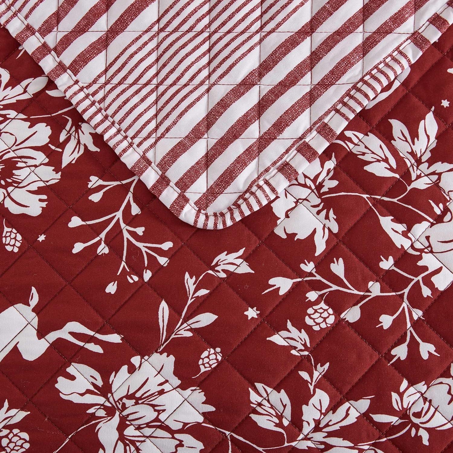 imageMartha Stewart Twin Quilt Set Classic Quilted Bedding Lightweight Incredibly Soft amp Wrinkle Resistant Quilt with Matching Pillowcases 2 Piece Bed Set Dancing Deer RedDancing Deer Red