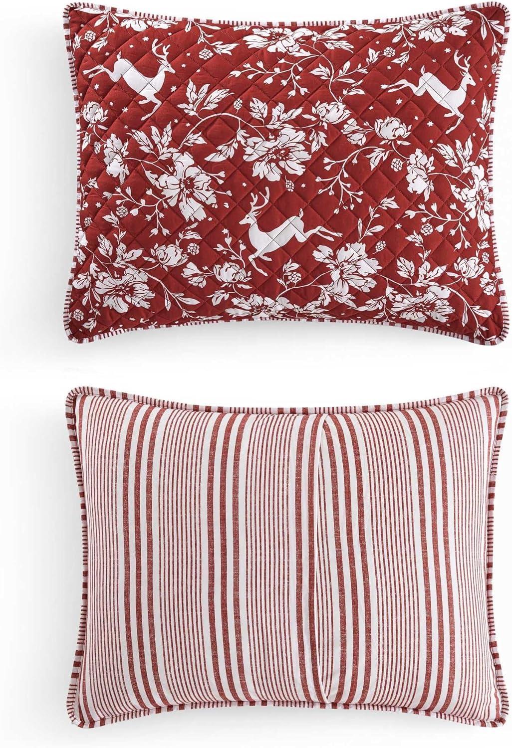 imageMartha Stewart Twin Quilt Set Classic Quilted Bedding Lightweight Incredibly Soft amp Wrinkle Resistant Quilt with Matching Pillowcases 2 Piece Bed Set Dancing Deer RedDancing Deer Red