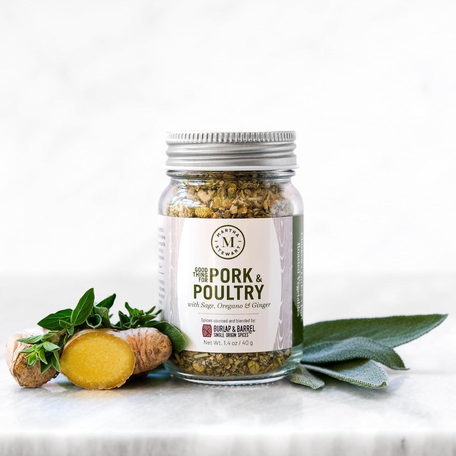 imageMartha Stewart 7Spice Gift Set 7 Single Origin Spices including Marthas Pork amp Poultry Seasoning single origin herbs and spices from Burlap amp Barrel Includes Cinnamon Vanilla amp More 7 Full Size JarsPork Poultry Glass Jar