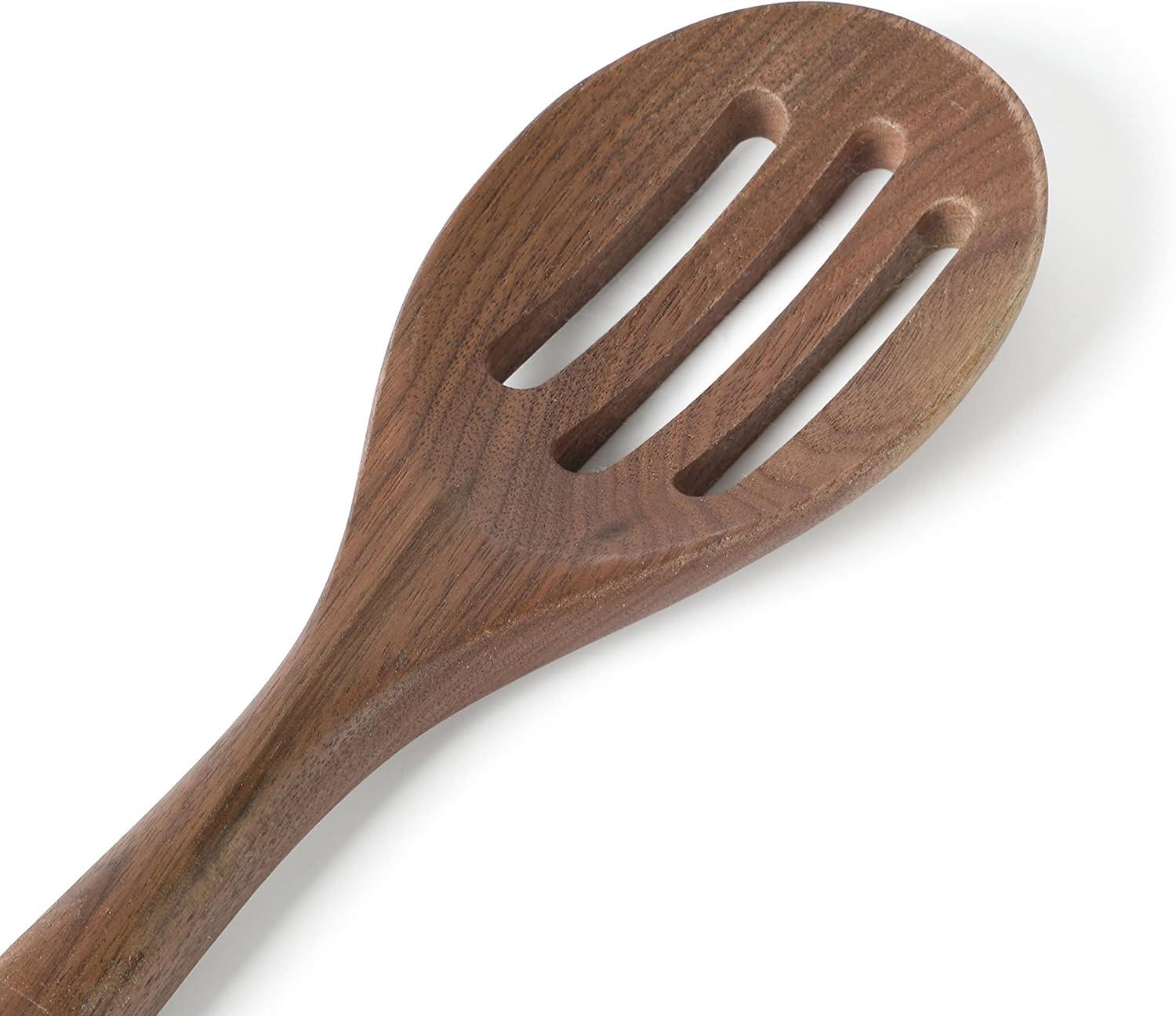 imageMartha Stewart Bainford 4Piece Wooden Kitchen Utensil Set Walnut Cooking Spoons and Turner Tools for Nonstick Cookware Heat Resistant Durable Hardwood