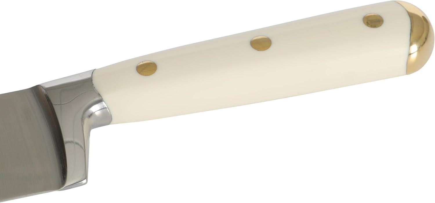 imageMartha Stewart Carverton 6 Cleaver Knife High Carbon Stainless Steel Kitchen Knives wBlack Triple Riveted HandleLinen W Gold Knife Block