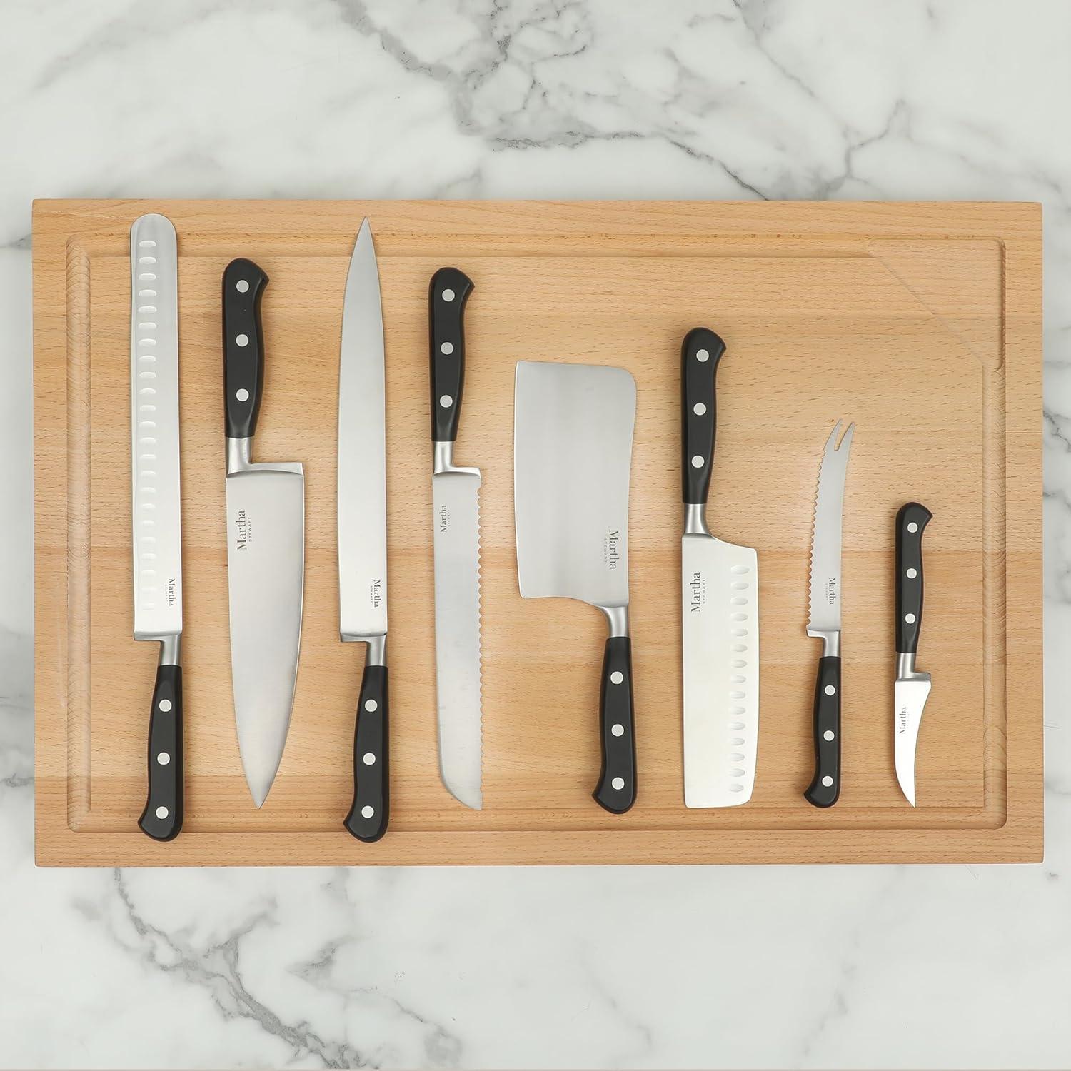 imageMartha Stewart Carverton 6 Cleaver Knife High Carbon Stainless Steel Kitchen Knives wBlack Triple Riveted HandleStainless Steel Black Cleaver