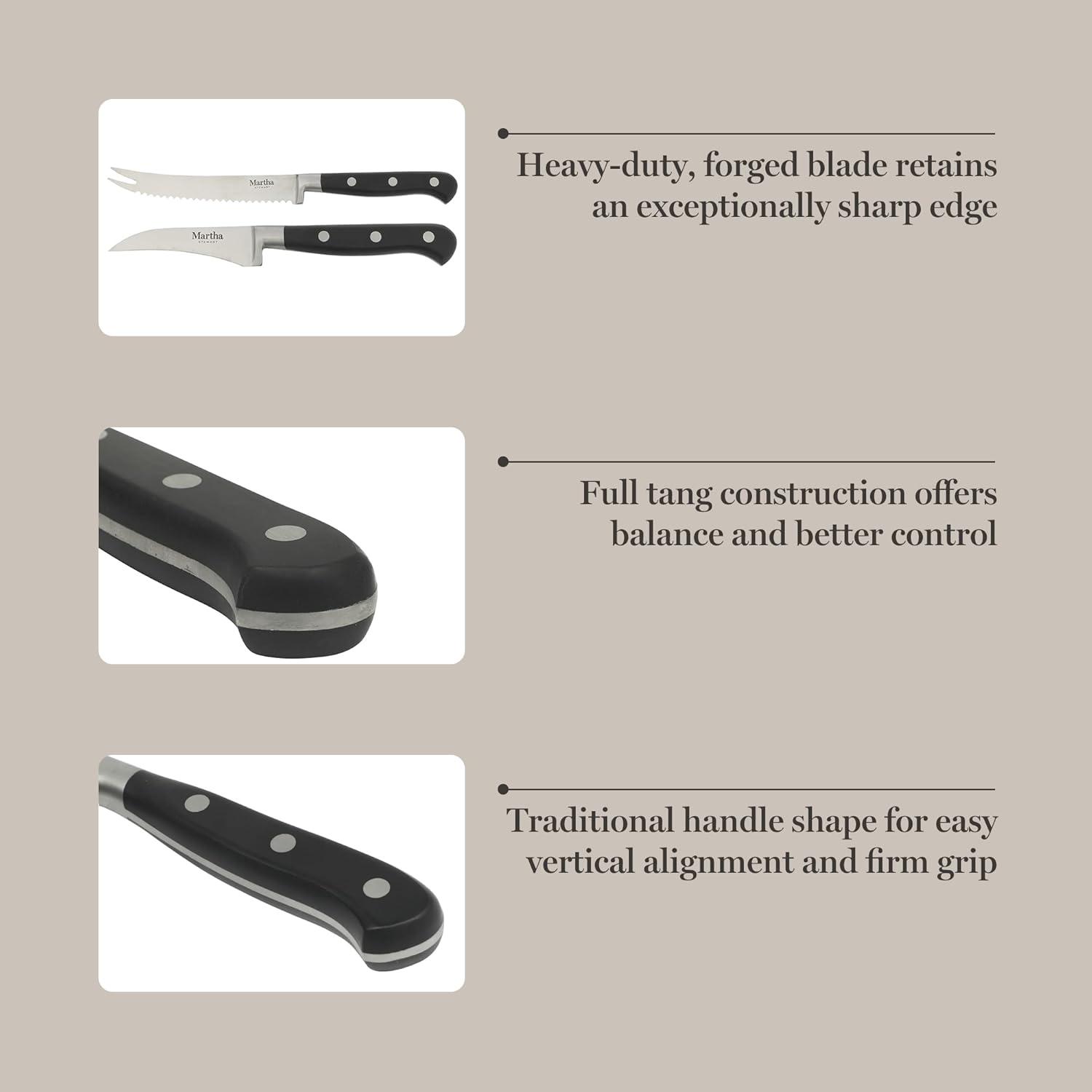 imageMartha Stewart Carverton 6 Cleaver Knife High Carbon Stainless Steel Kitchen Knives wBlack Triple Riveted HandleStainless Steel Black Tomato Birds Beak