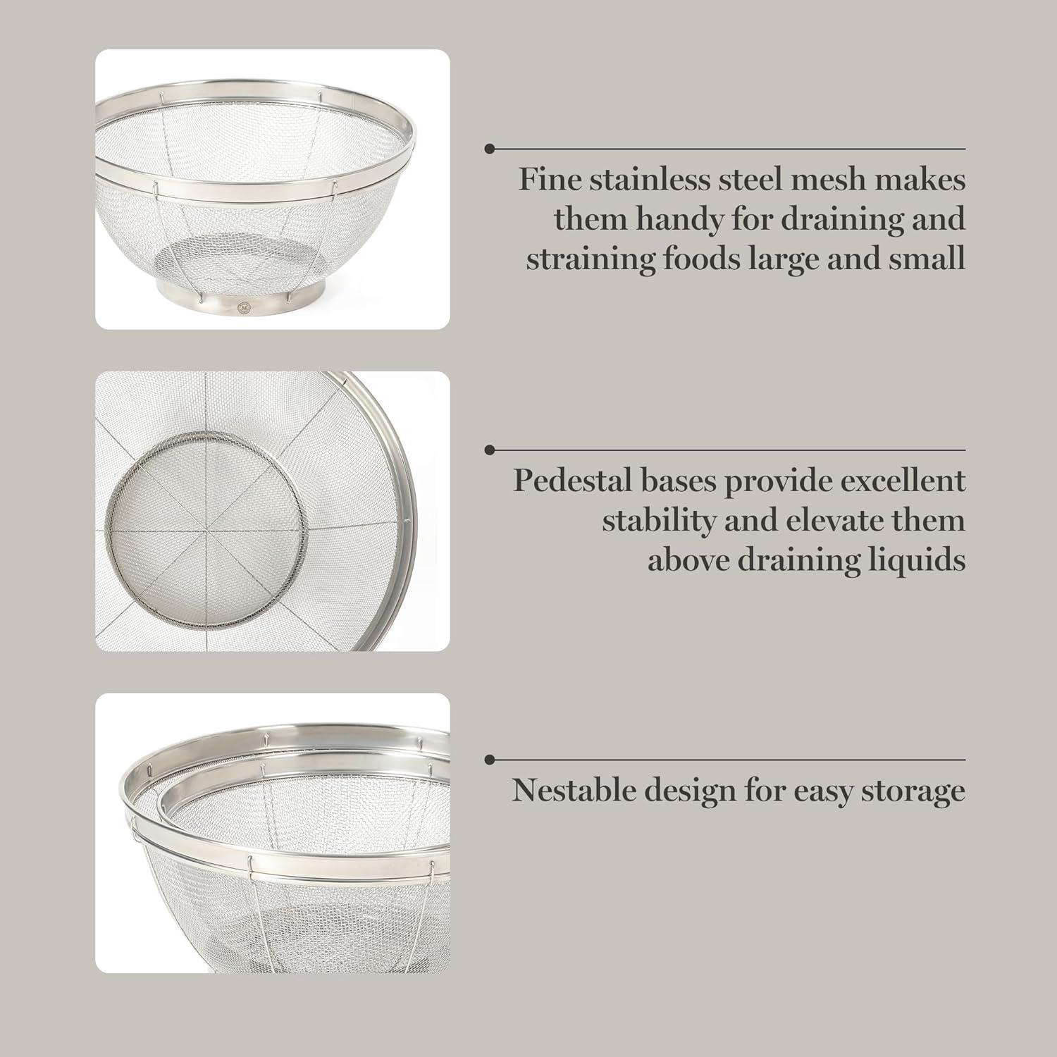 imageMartha Stewart Covello Stainless Steel Mesh Colander Set 2Pieces Silve