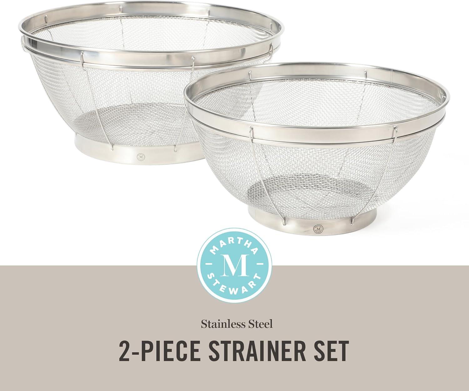 imageMartha Stewart Covello Stainless Steel Mesh Colander Set 2Pieces Silve