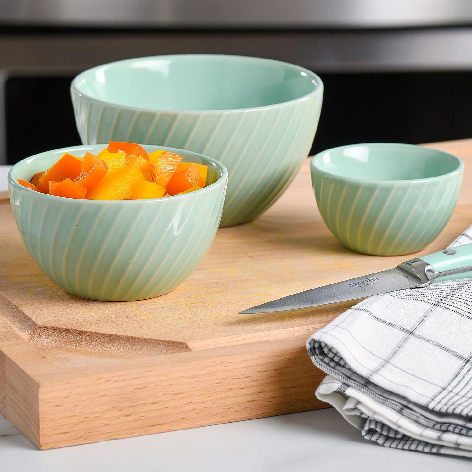 imageMartha Stewart Eagleson 3 Piece 3 4 amp 5 Round Prep Mixing Bowl Set Martha BlueMartha Blue