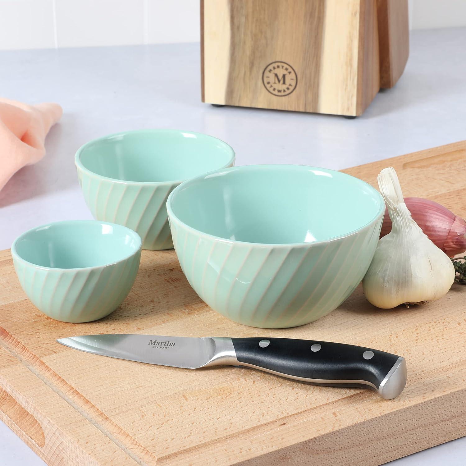 imageMartha Stewart Eagleson 3 Piece 3 4 amp 5 Round Prep Mixing Bowl Set Martha BlueMartha Blue