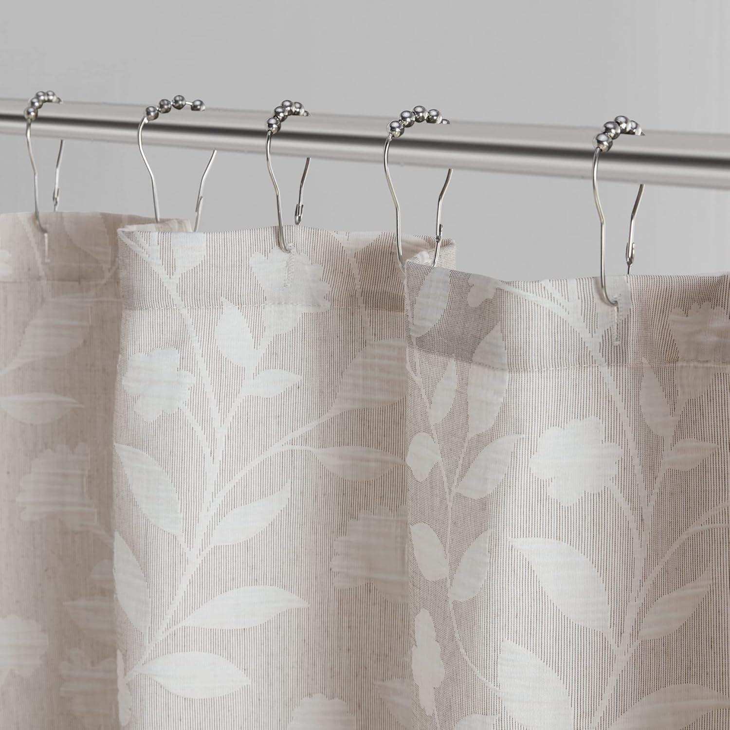 imageMartha Stewart Farmhouse Shower Curtain Coastal Palm Design Fabric Shower Curtain Boho Style with Textured Pucker Weave Modern Tropical Bathroom Dcor Machine Washable 72 x 72 Jenine Sage GreenFloral Linen Color