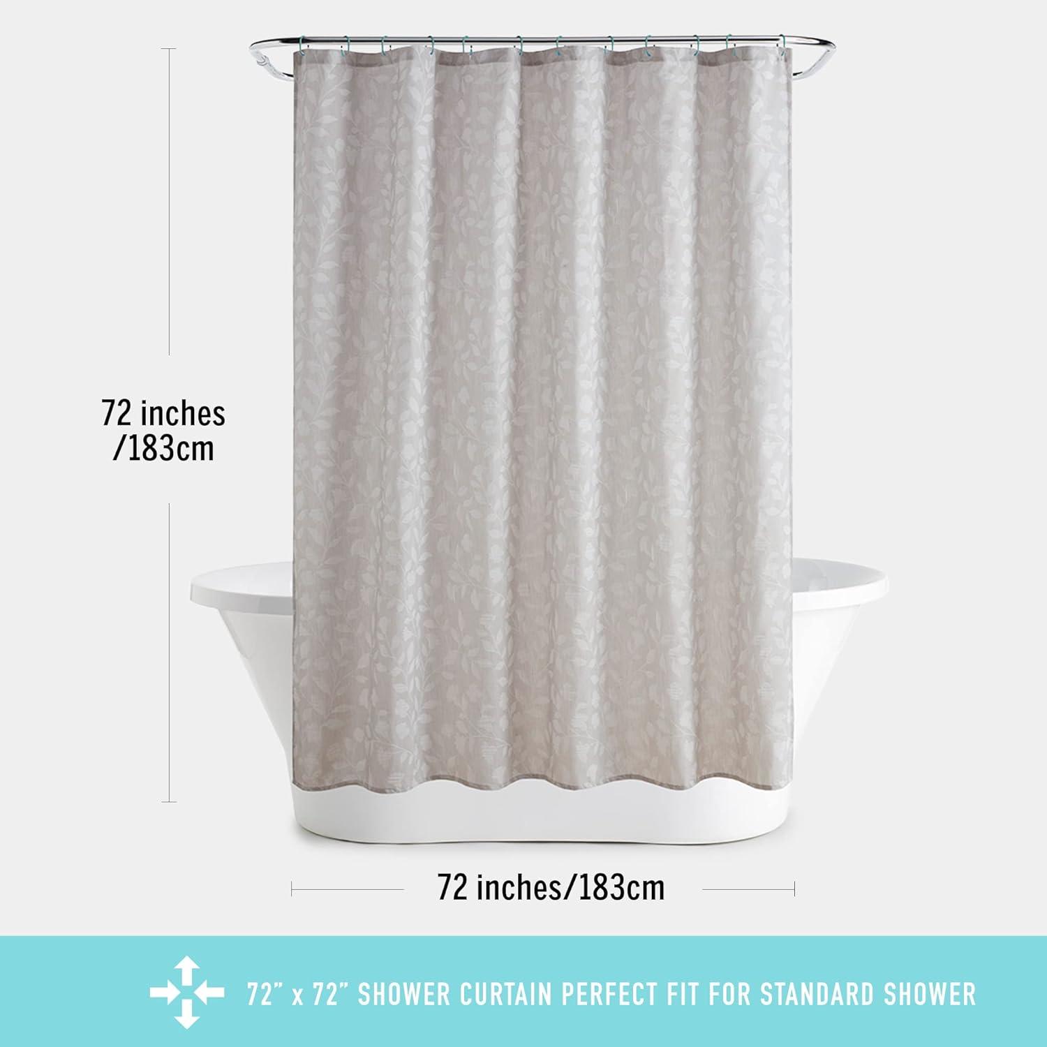 imageMartha Stewart Farmhouse Shower Curtain Coastal Palm Design Fabric Shower Curtain Boho Style with Textured Pucker Weave Modern Tropical Bathroom Dcor Machine Washable 72 x 72 Jenine Sage GreenFloral Linen Color