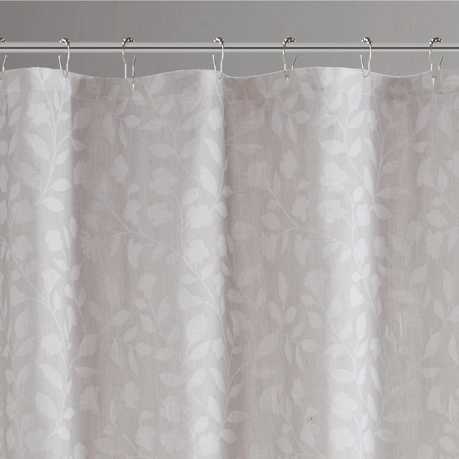 imageMartha Stewart Farmhouse Shower Curtain Coastal Palm Design Fabric Shower Curtain Boho Style with Textured Pucker Weave Modern Tropical Bathroom Dcor Machine Washable 72 x 72 Jenine Sage GreenFloral Linen Color