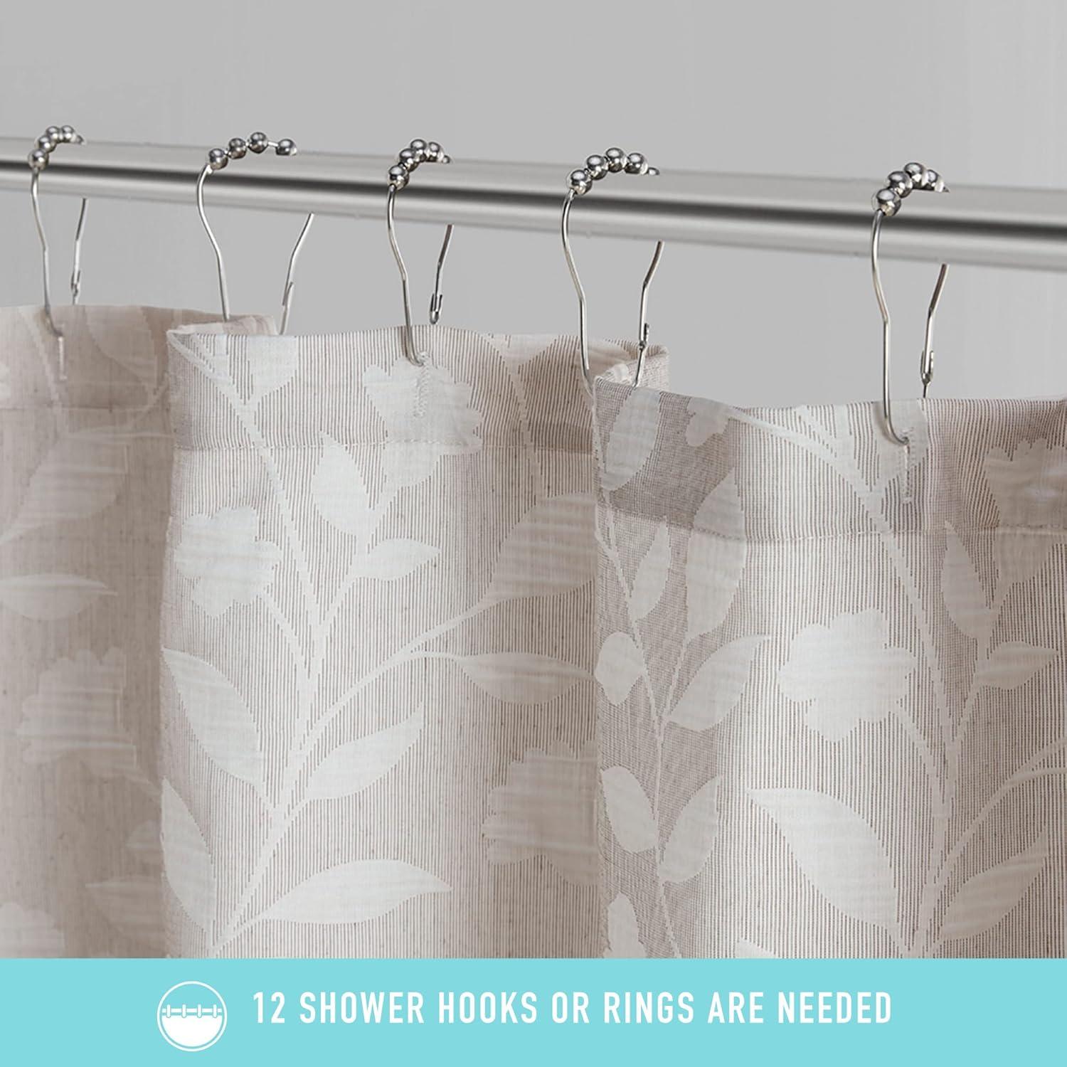 imageMartha Stewart Farmhouse Shower Curtain Coastal Palm Design Fabric Shower Curtain Boho Style with Textured Pucker Weave Modern Tropical Bathroom Dcor Machine Washable 72 x 72 Jenine Sage GreenFloral Linen Color