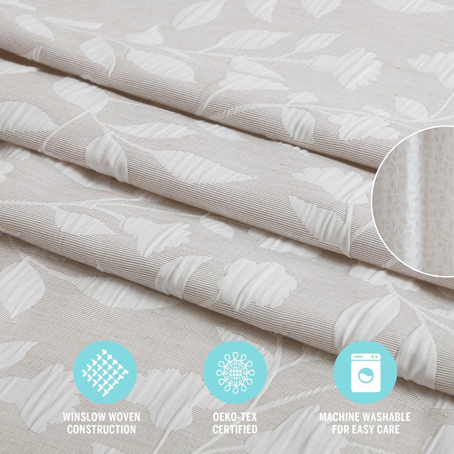 imageMartha Stewart Farmhouse Shower Curtain Coastal Palm Design Fabric Shower Curtain Boho Style with Textured Pucker Weave Modern Tropical Bathroom Dcor Machine Washable 72 x 72 Jenine Sage GreenFloral Linen Color